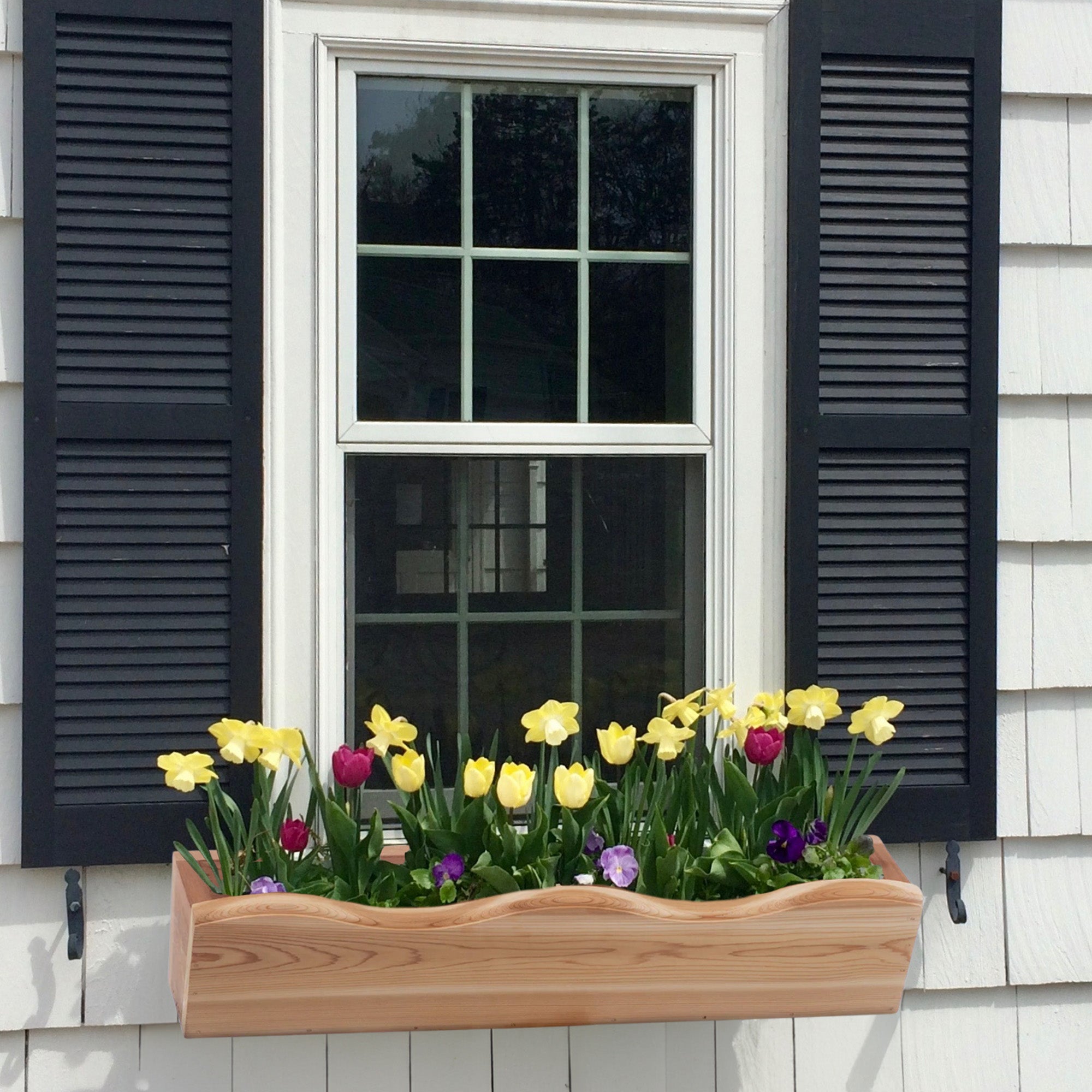 All Things Cedar 22” Outdoor Window Planter, Wooden Wall Box for Plants, Natural - VMInnovations