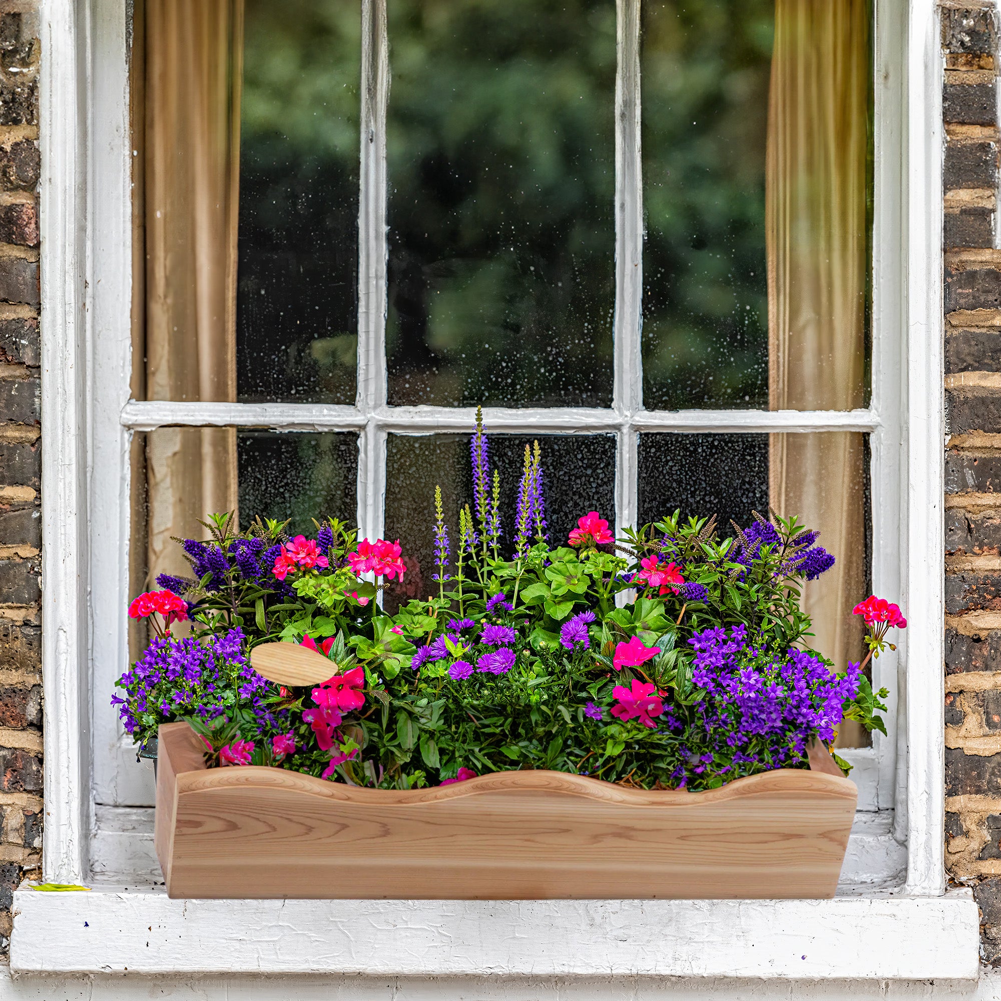 All Things Cedar 22” Outdoor Window Planter, Wooden Wall Box for Plants, Natural - VMInnovations