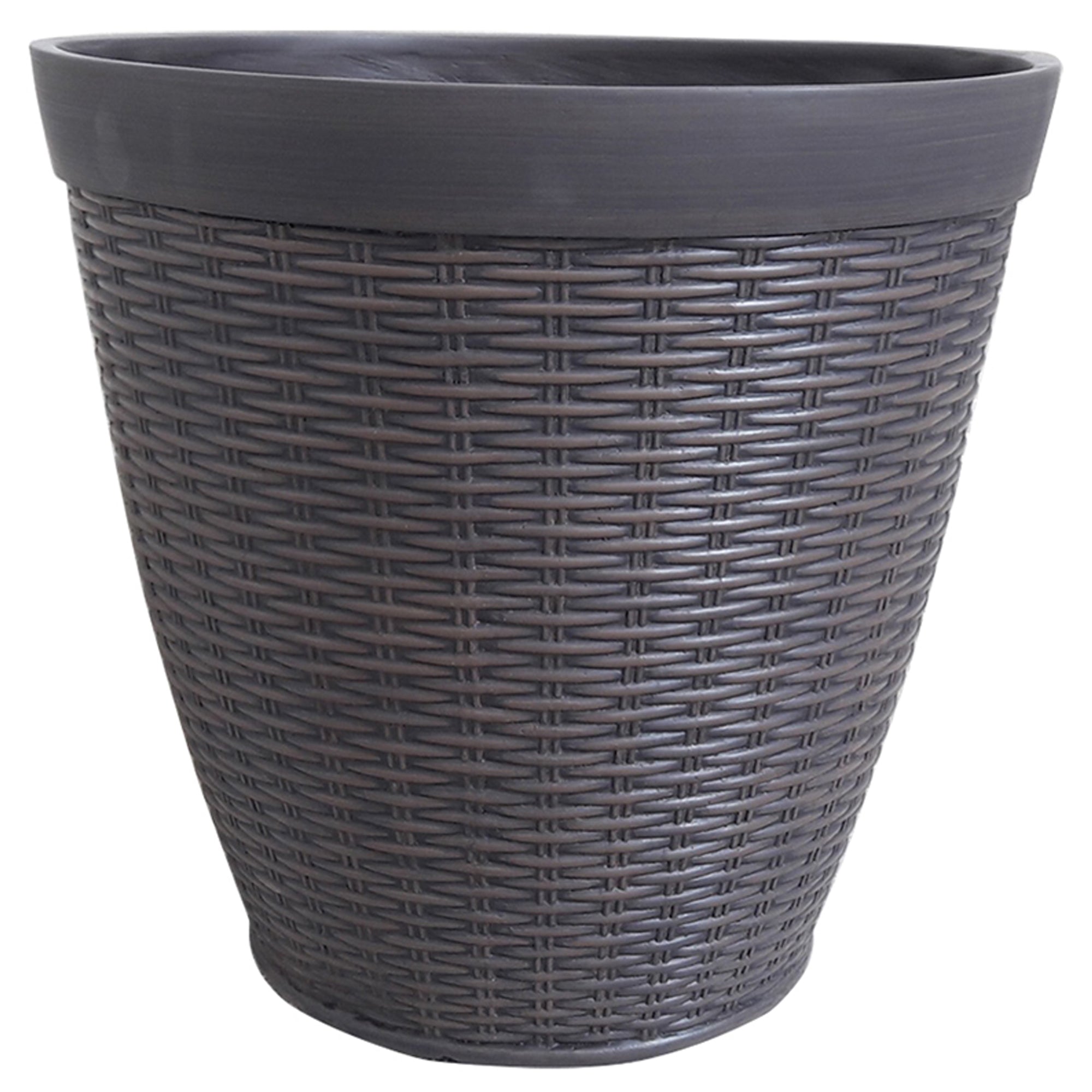 Southern Patio 15-Inch Jamaica Wicker Resin Round Planter, Lightweight, Brown