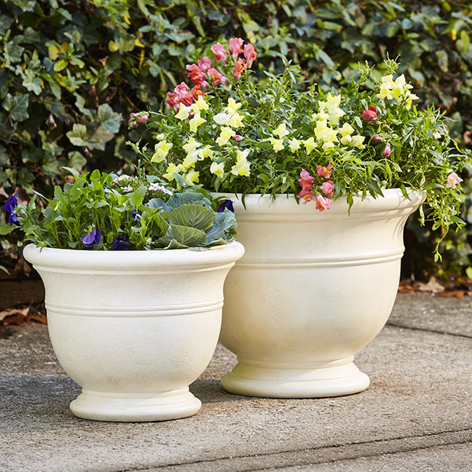 Southern Patio Jean Pierre 15" Planter with Ceramic and Resin Composite, White