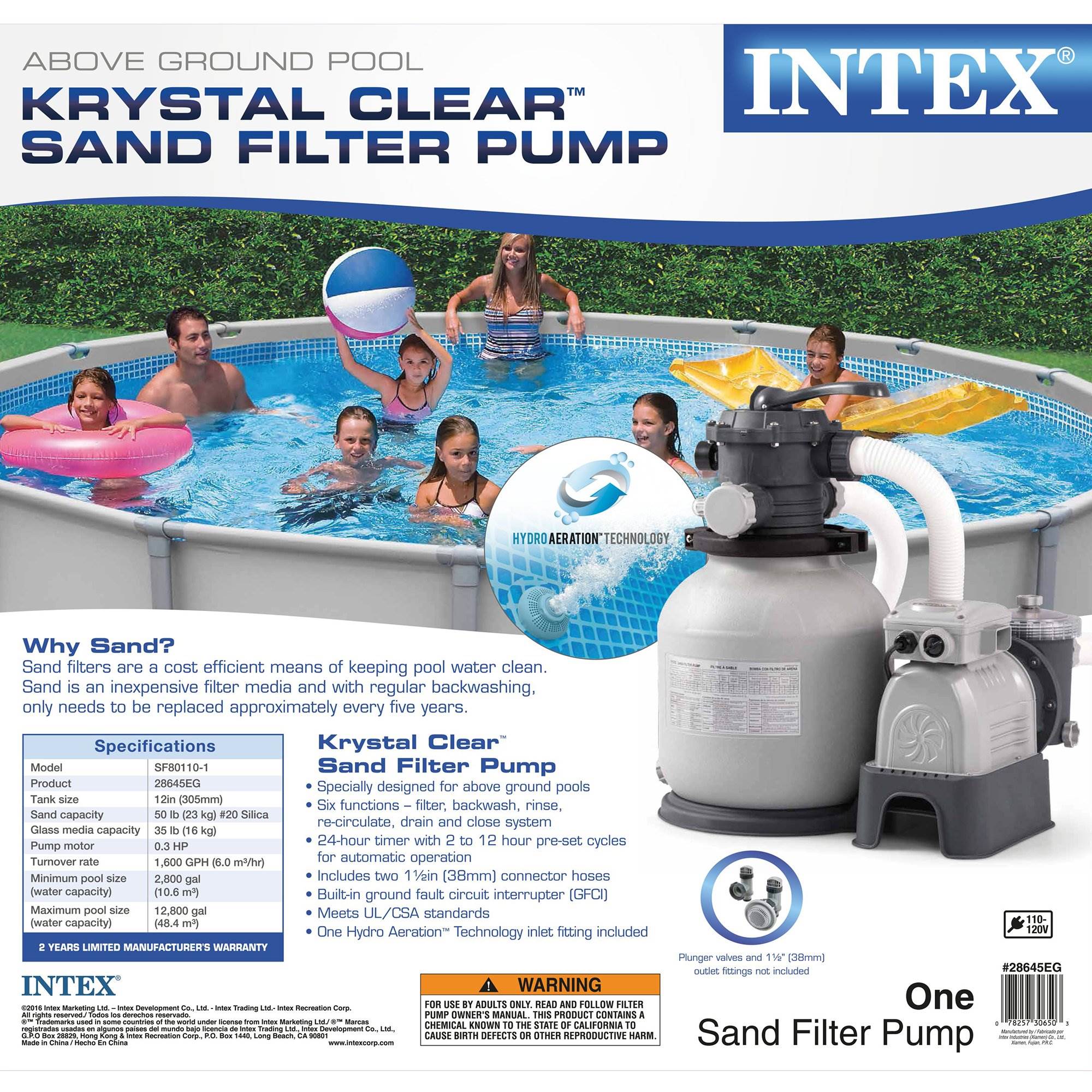 Intex 2100 GPH Krystal Clear Sand Filter Swimming Pool Pump (For Parts)