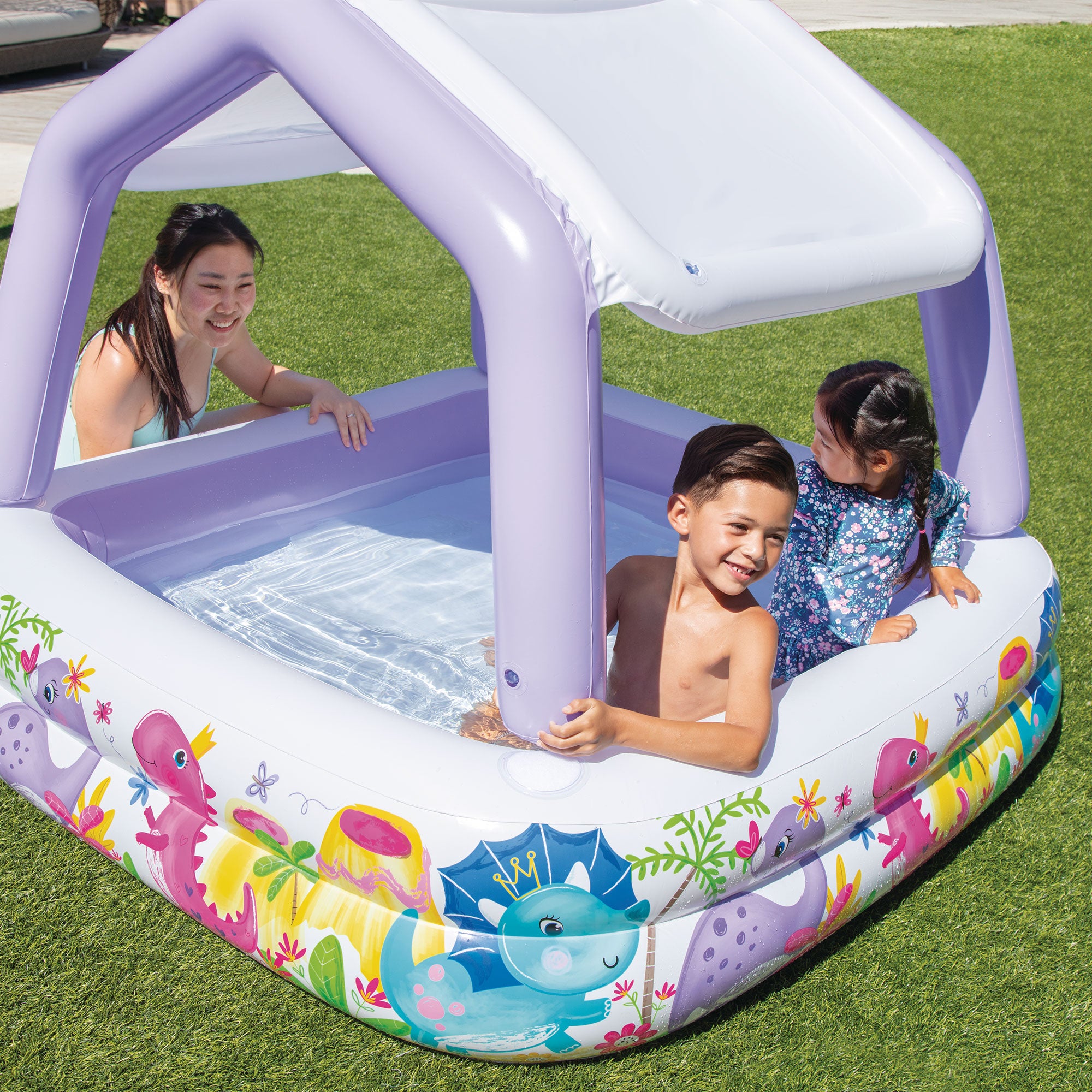 INTEX Sun & Shade Inflatable Kids Swimming Pool w/ Canopy (Open Box)