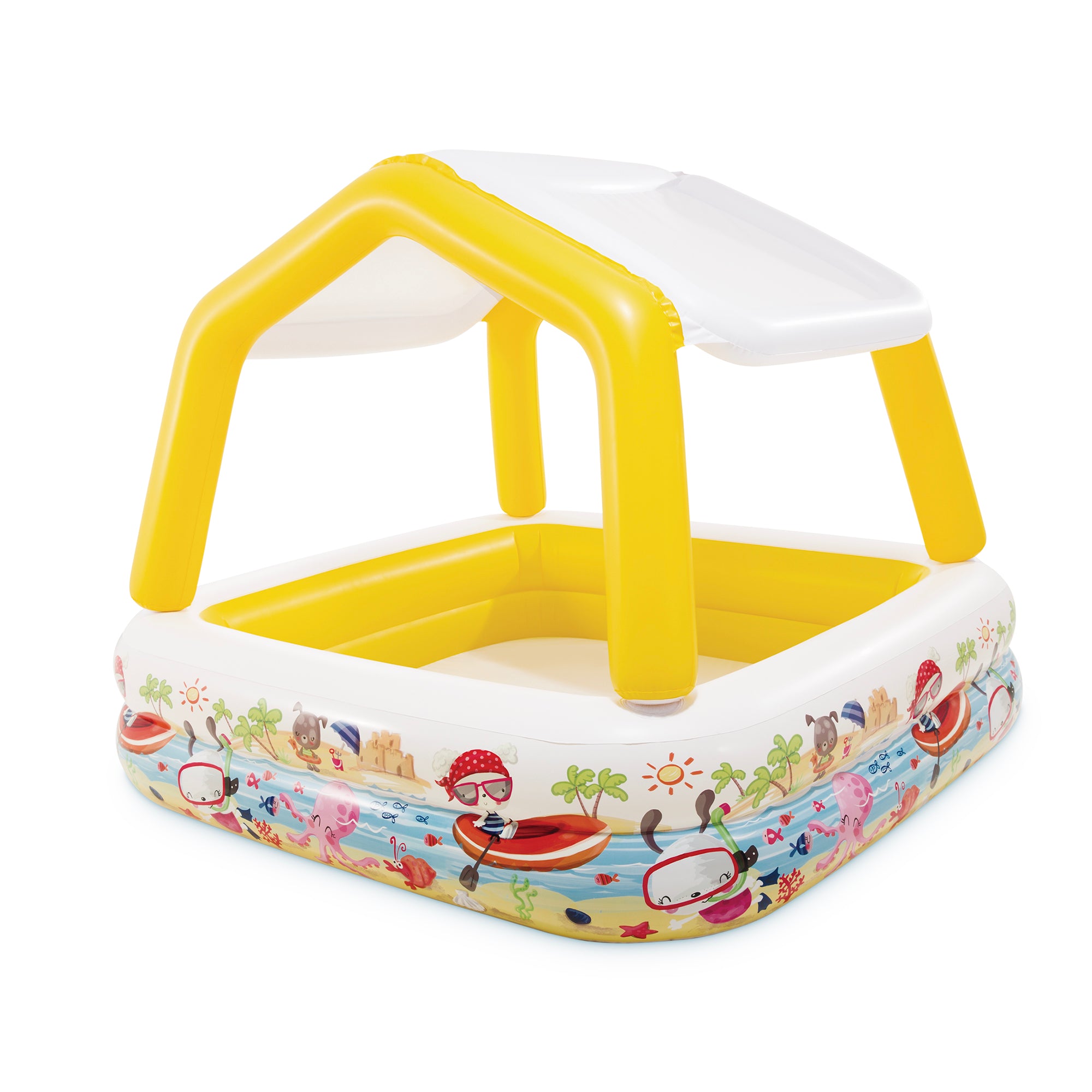 Intex 5ft x 48in Inflatable Ocean Scene Sun Shade Kids Swimming Pool With Canopy - VMInnovations
