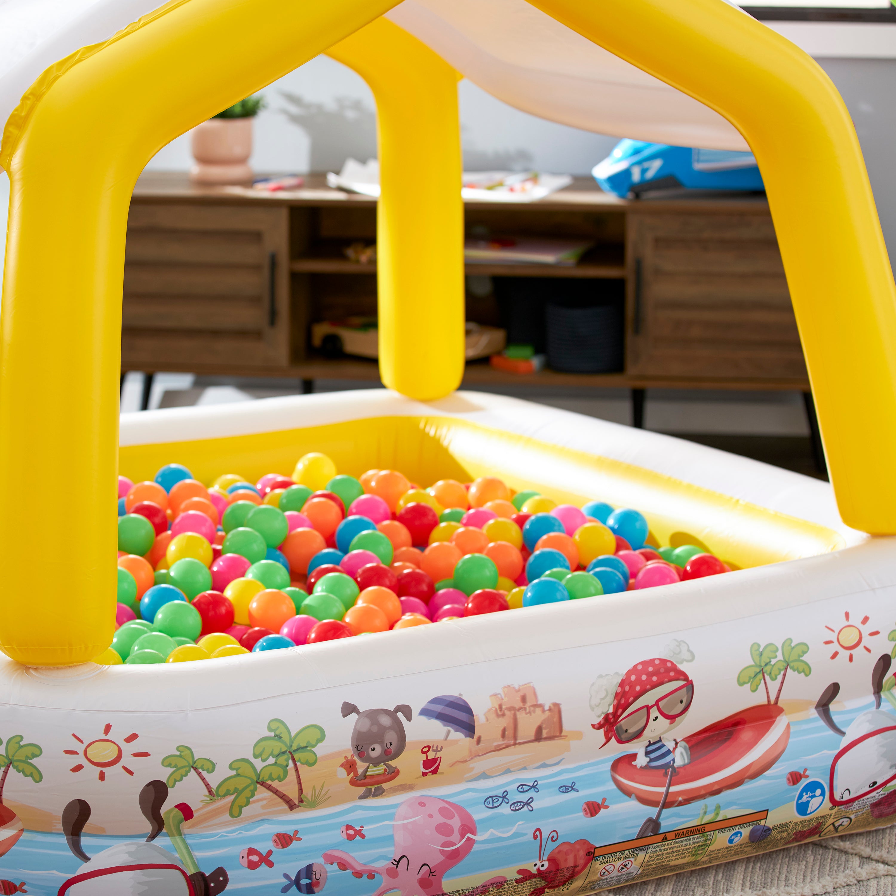 Intex Inflatable Ocean Scene Sun Shade Kids Swimming Pool With Canopy (Used) - VMInnovations