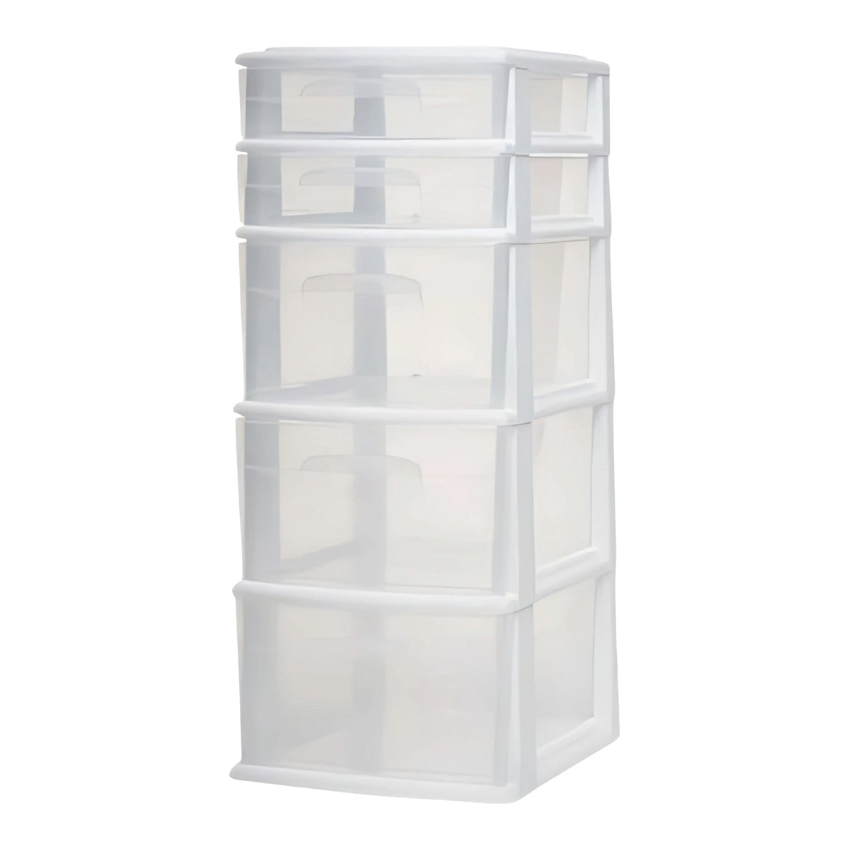 Homz Plastic 5 Drawer Medium Home Storage Cart, White Frame w/ Drawer (Open Box) - VMInnovations