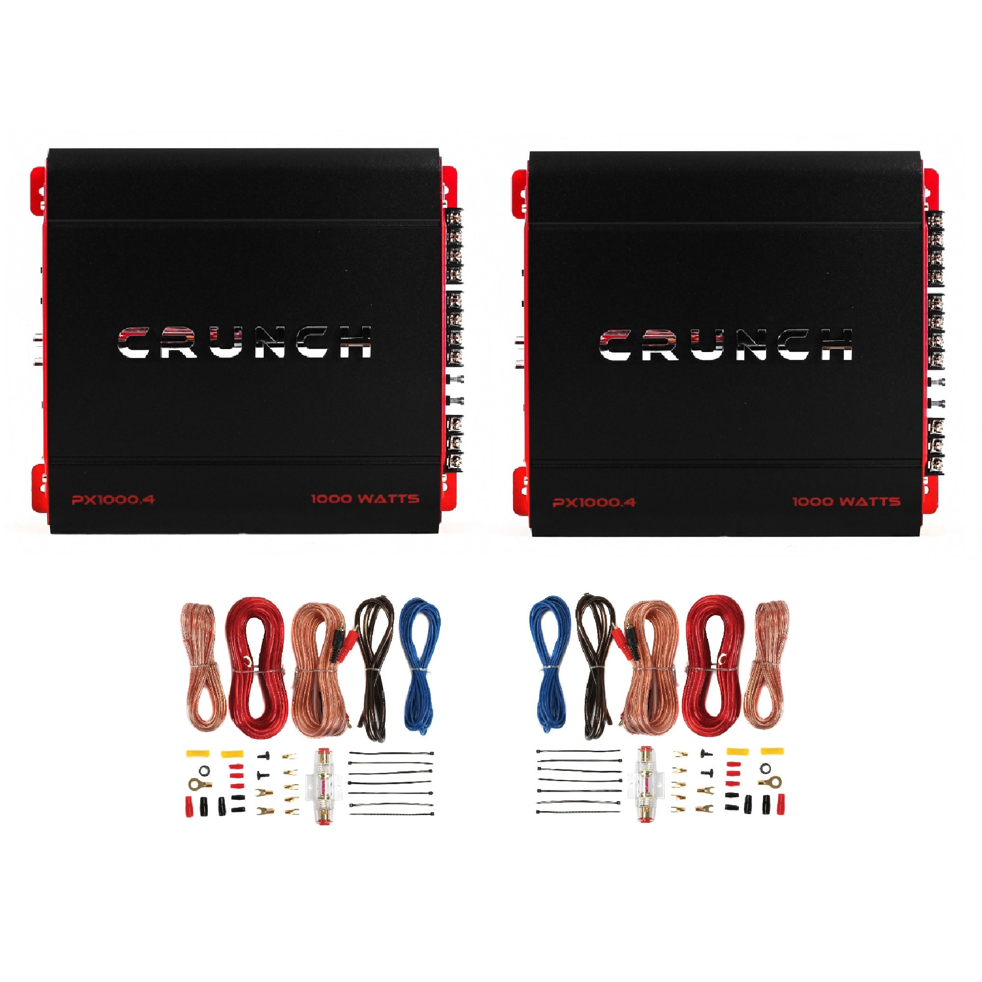 Crunch 4 Channel 1000 Watt Amp and Soundstorm Car Amp Wiring Kit w/ RCA (2 Pack) - VMInnovations
