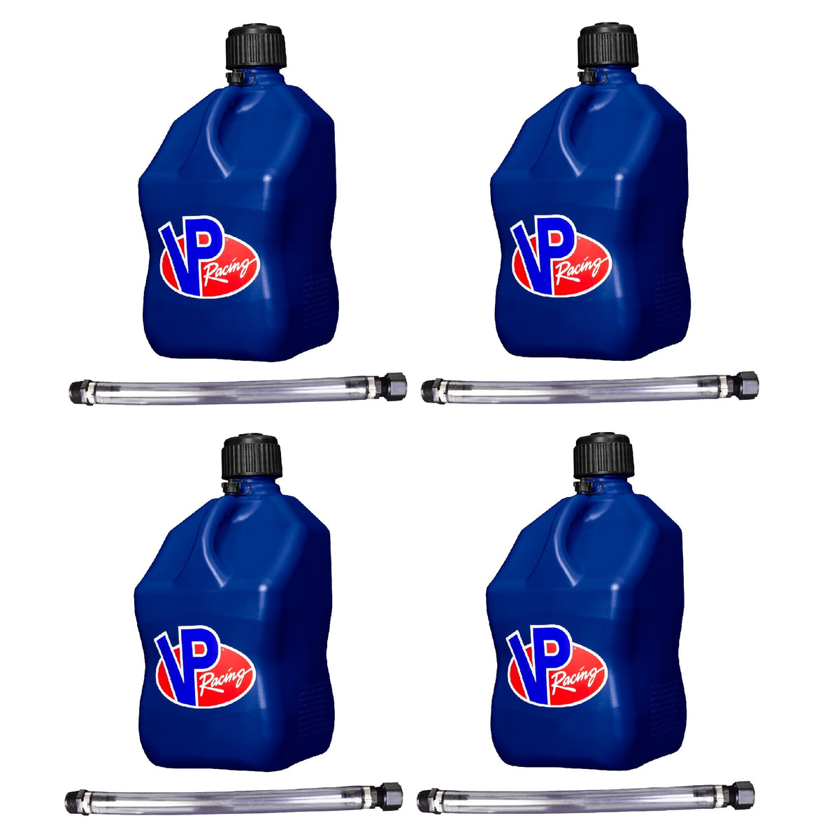 VP Racing Fuels 5.5 Gallon Utility Jugs with Deluxe Filler Hoses, Blue (4 Pack)