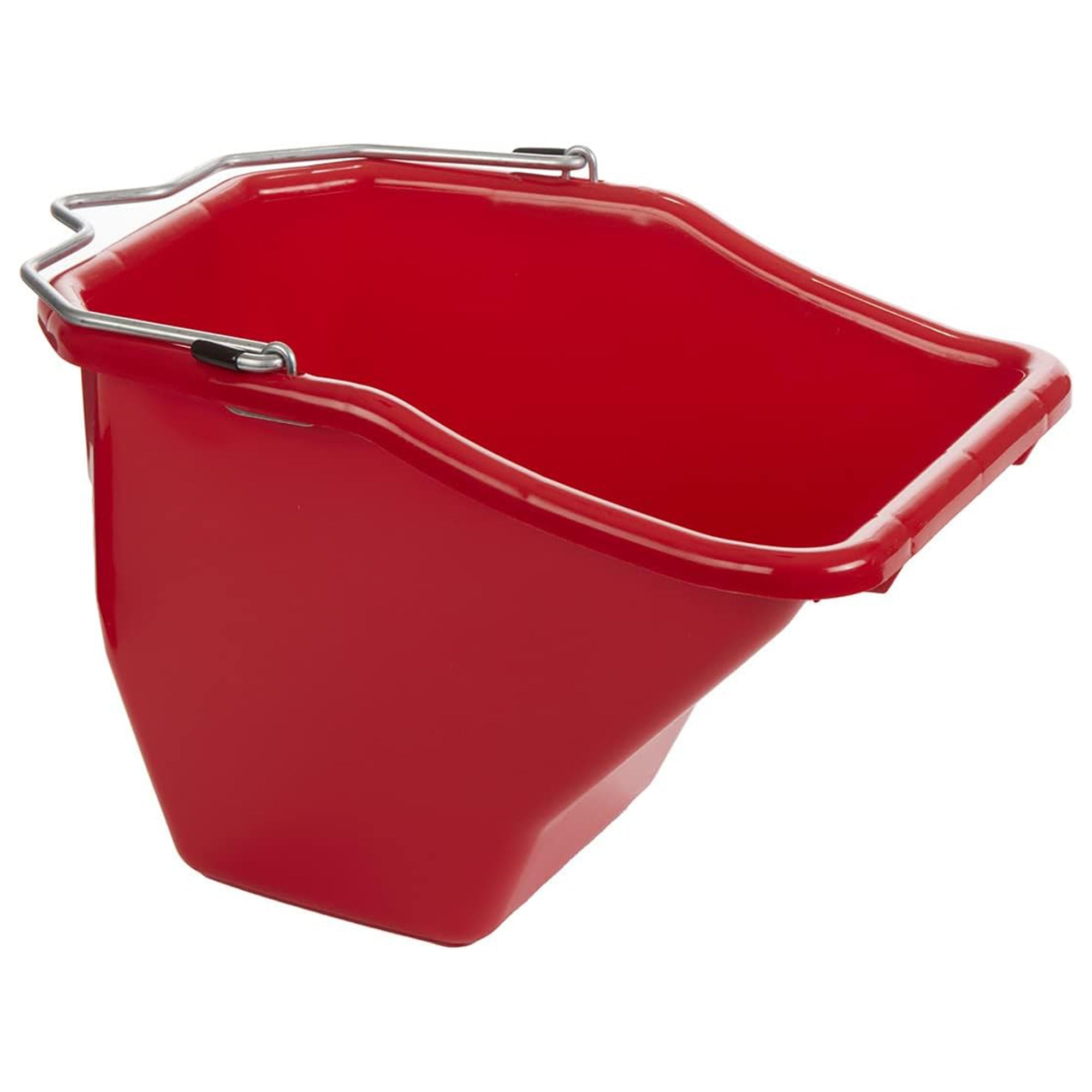 Little Giant Flat Back Plastic Horse Feed Bucket, Metal Handle, 10 Quarts, Red - VMInnovations