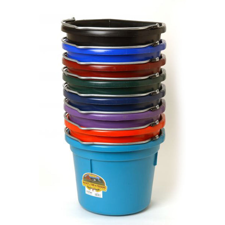 Little Giant Heavy Duty 22 Quart Flat Back Plastic Bucket w/ Metal Handle, Teal - VMInnovations
