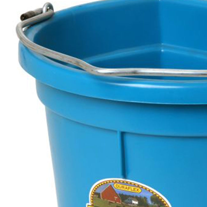 Little Giant Heavy Duty 22 Quart Flat Back Plastic Bucket w/ Metal Handle, Teal - VMInnovations