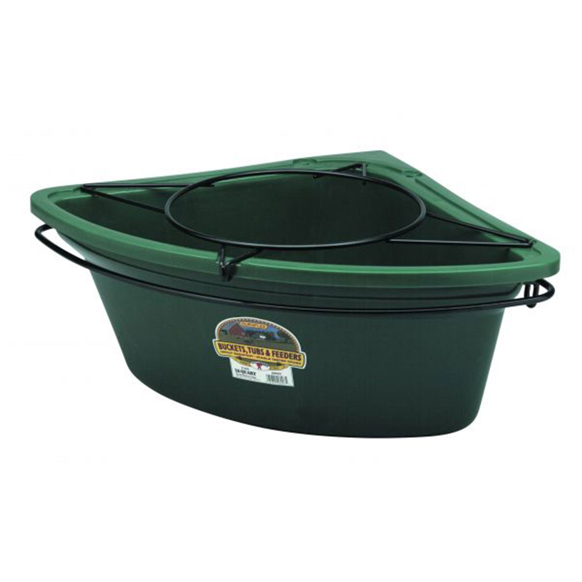 Little Giant 26 Quart Plastic Hanging Corner Livestock Feeder Bucket, Green - VMInnovations