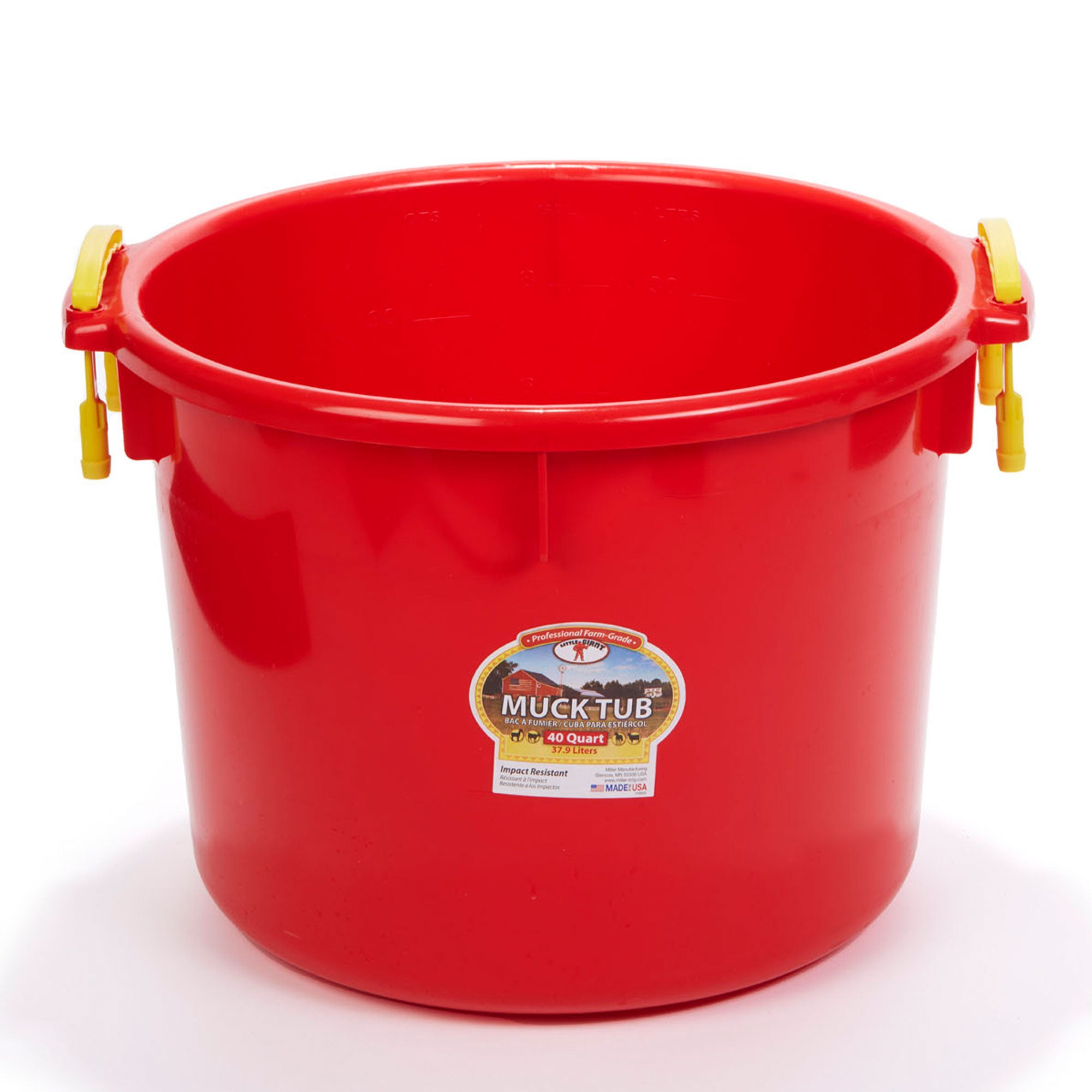 Little Giant 40 Quart Durable and Versatile Utility Muck Tub w/Handles, Red - VMInnovations