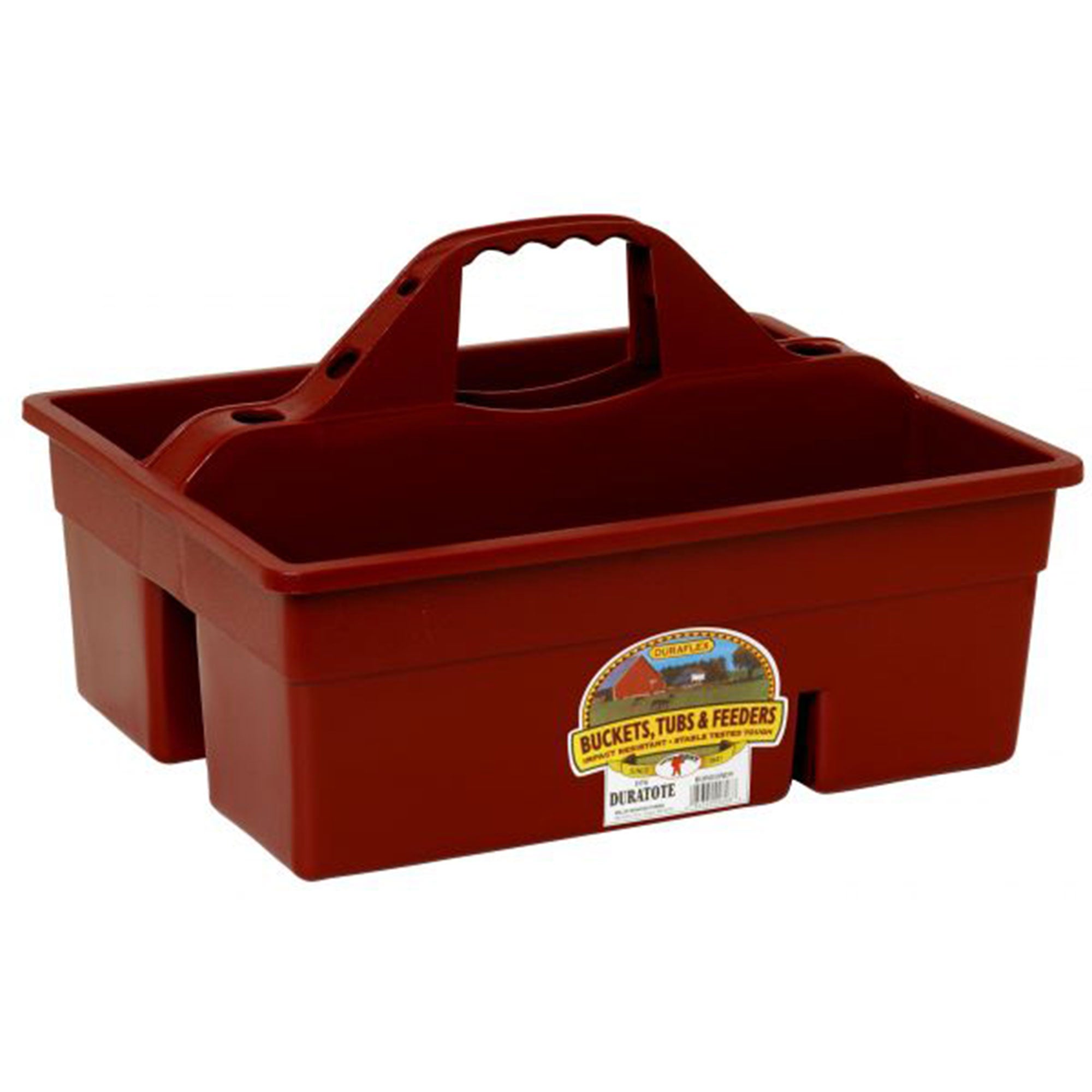 Little Giant DuraTote Plastic Box Organizer w/2 Compartments & Handle, Burgundy - VMInnovations