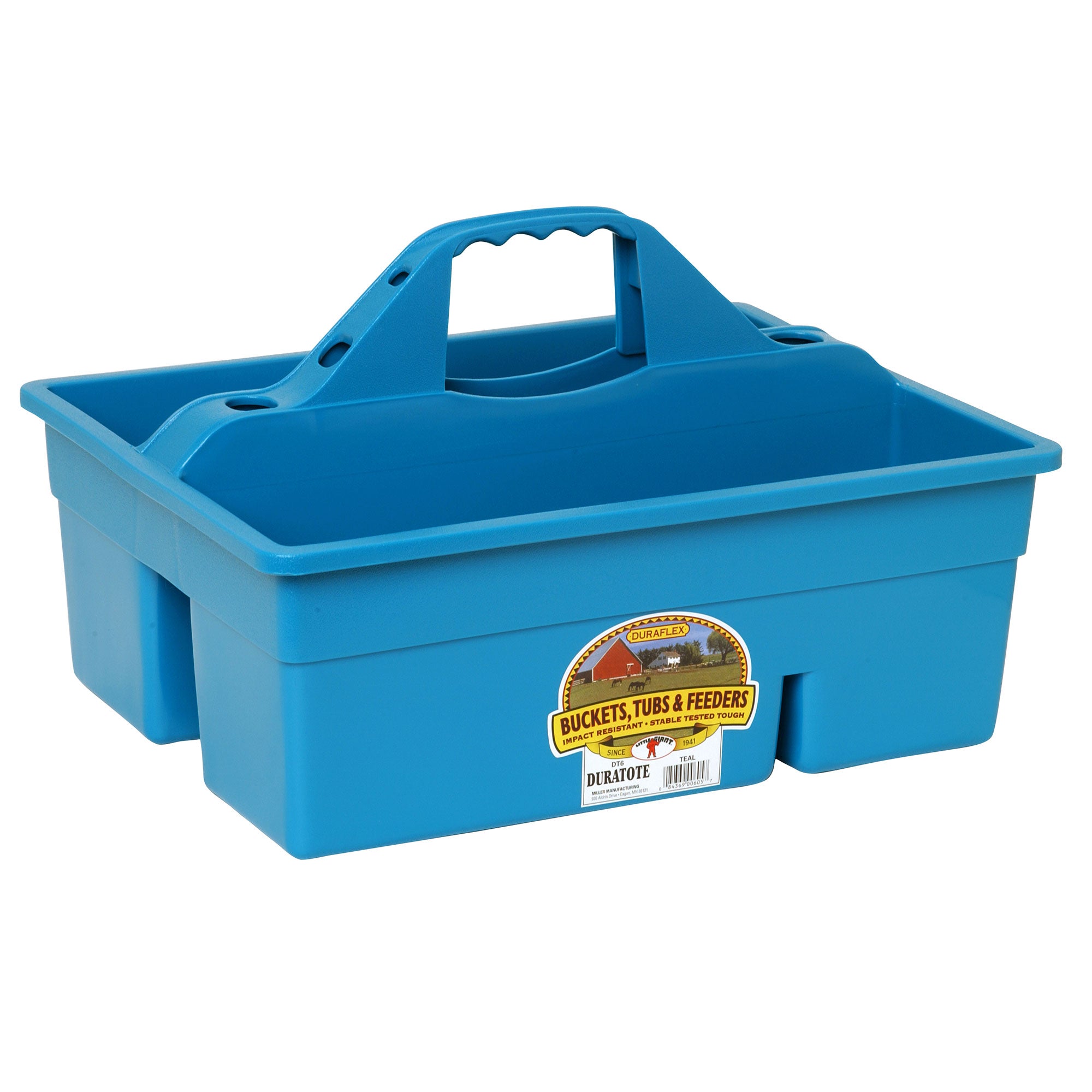 Little Giant DuraTote Plastic Box Organizer w/2 Compartments & Grip Handle, Teal - VMInnovations