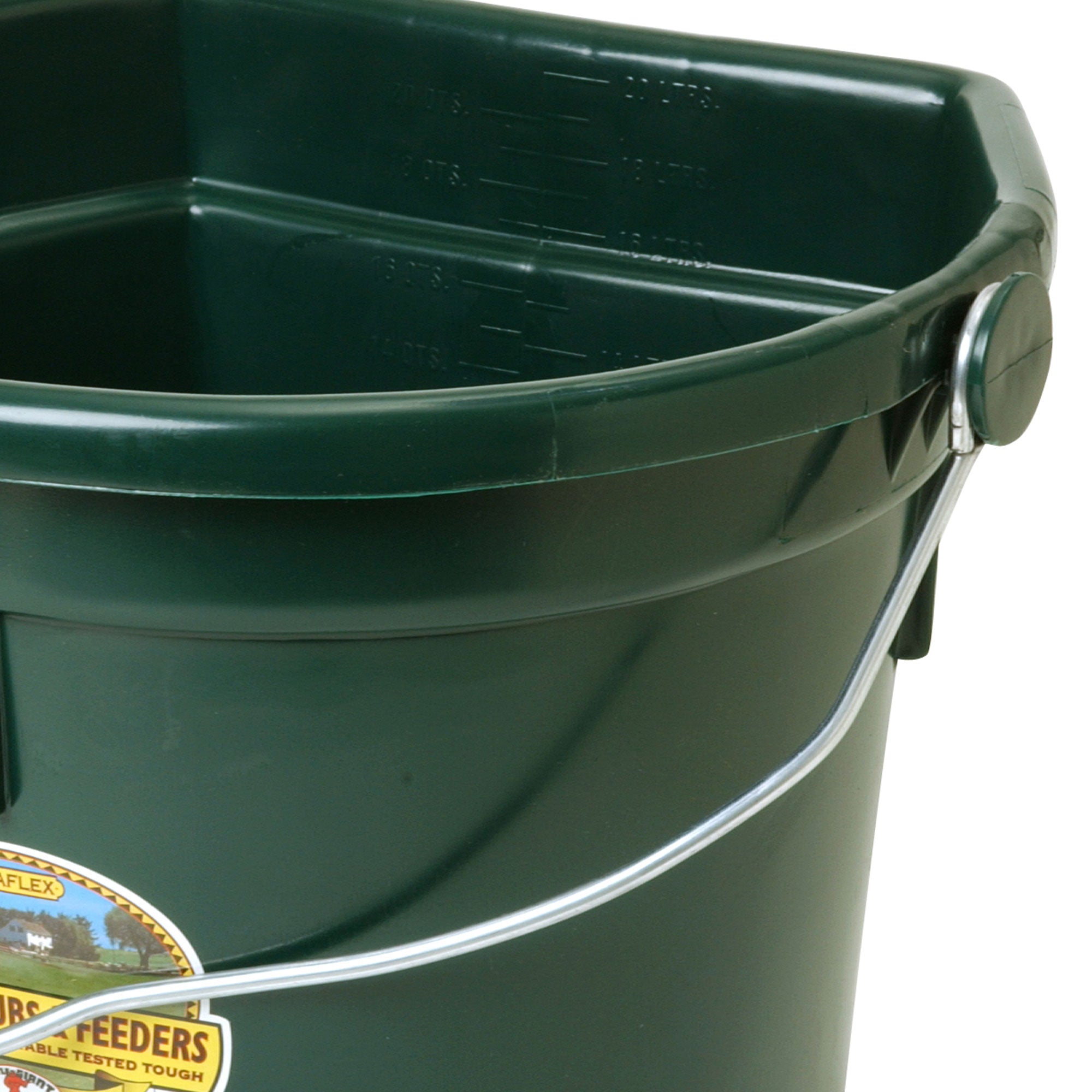 Little Giant 22 Quart Flat Plastic Animal Feed Bucket with Knob Bail, Green - VMInnovations