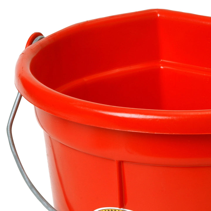 Little Giant 22 Quart Flat Durable Plastic Animal Feed Bucket w/ Knob Bail, Red - VMInnovations