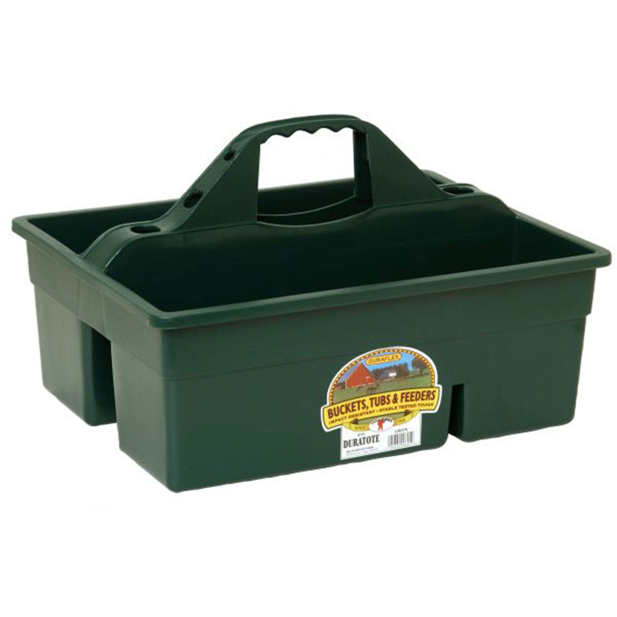 Little Giant DuraTote Plastic Box Organizer w/2 Compartment & Grip Handle, Green - VMInnovations