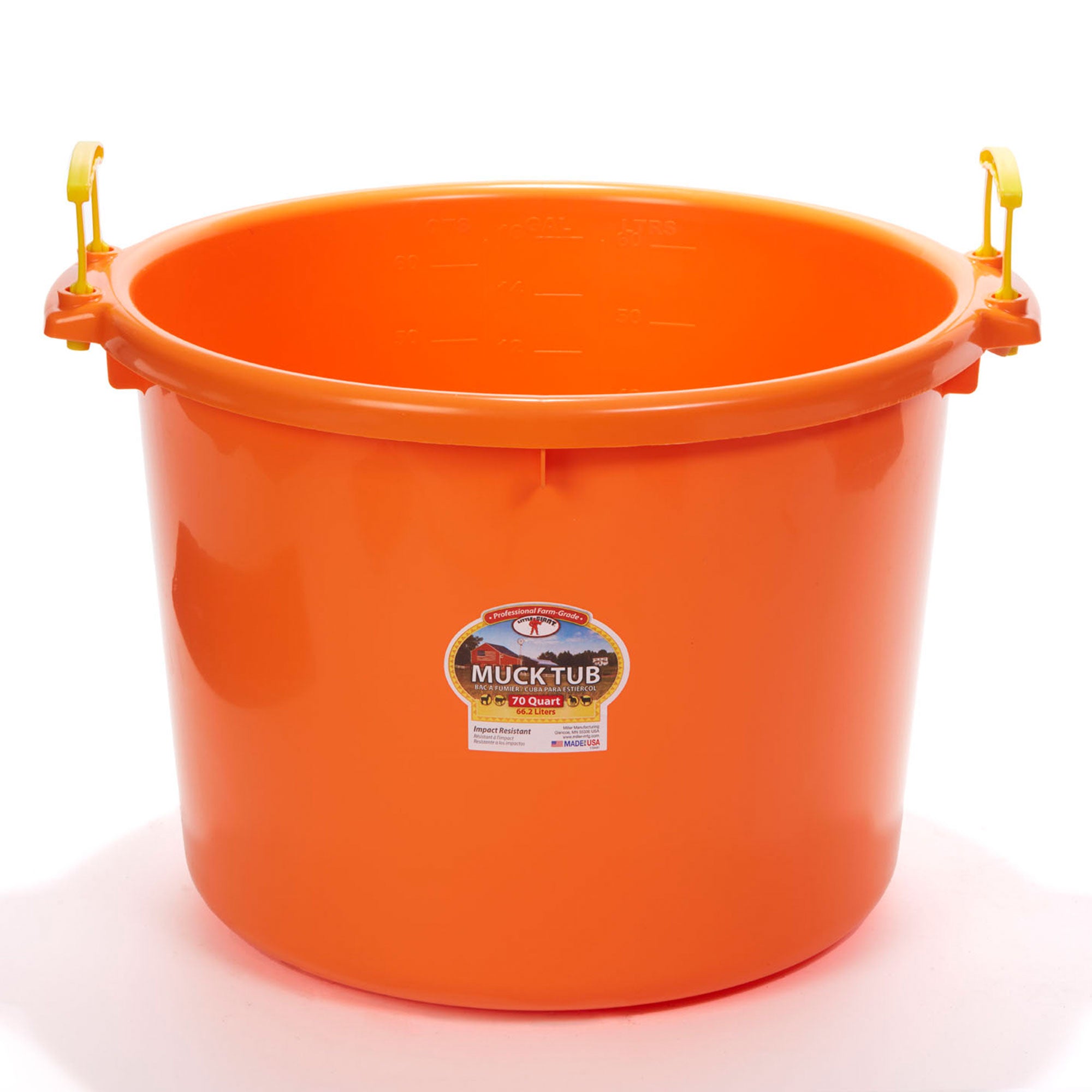 Little Giant 70 Quart Durable and Versatile Utility Muck Tub w/Handles, Orange - VMInnovations