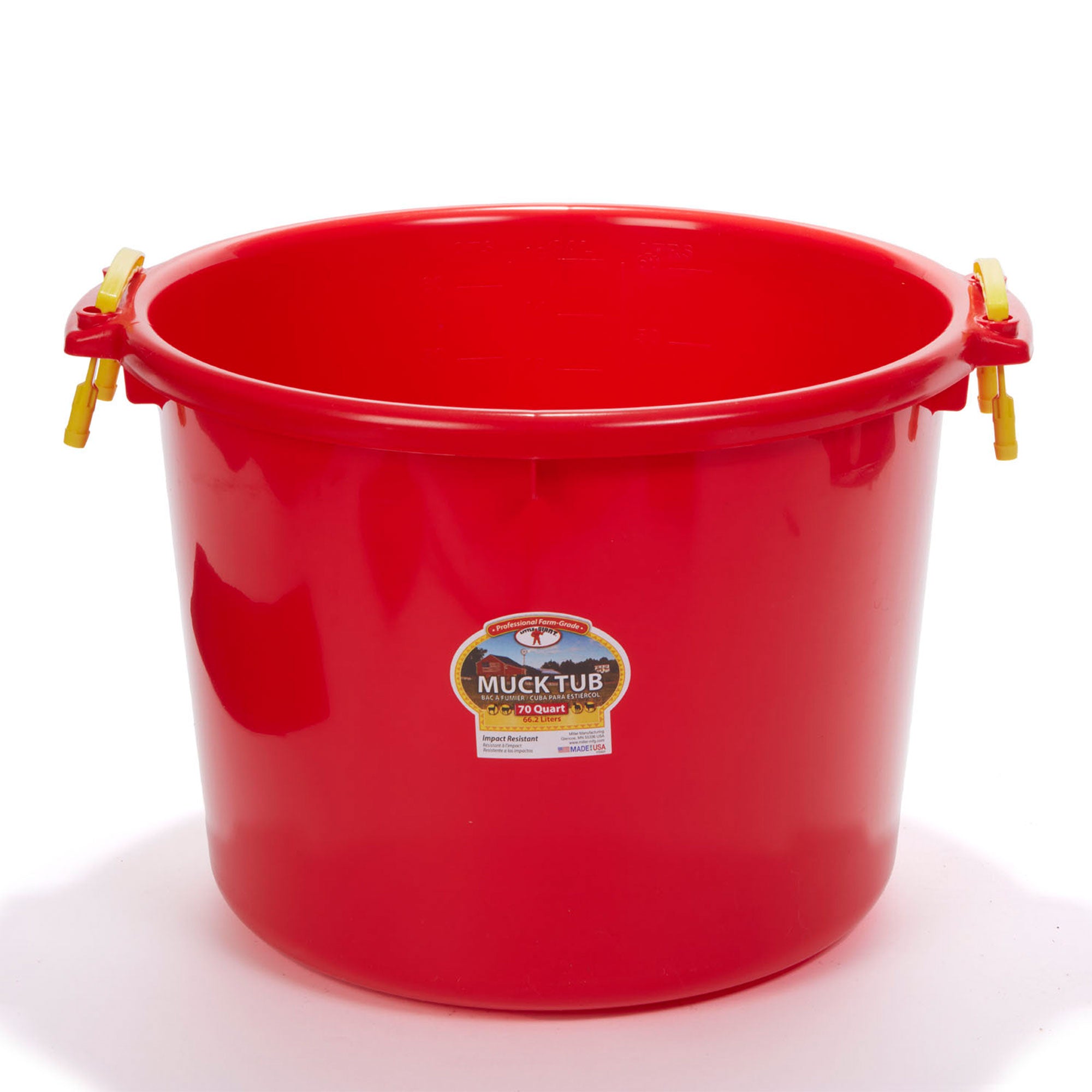 Little Giant 70 Quart Durable and Versatile Utility Muck Tub w/Handles, Red - VMInnovations