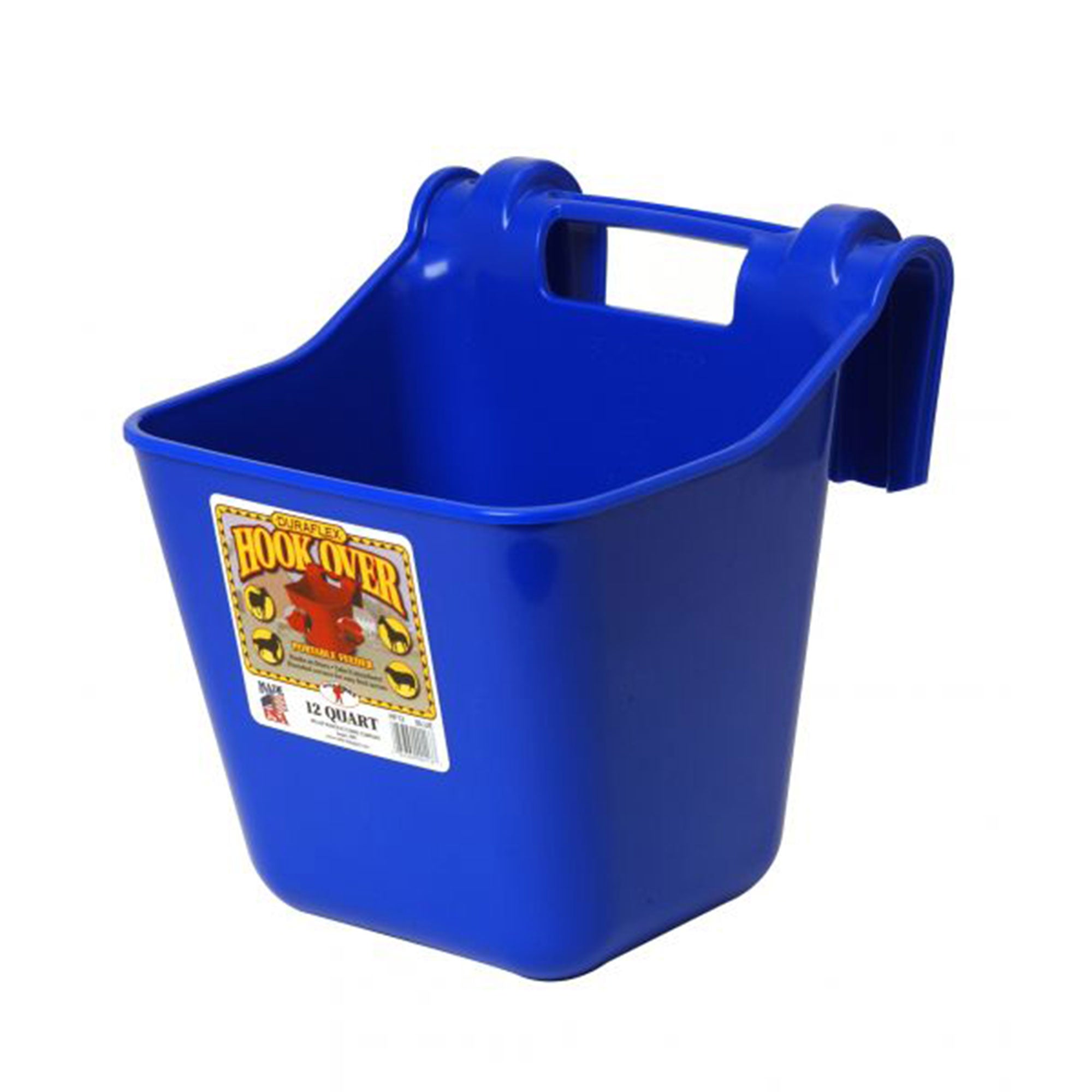 Little Giant 12 Quart Mountable Livestock & Pet Hook Over Bucket Feeder, Blue - VMInnovations