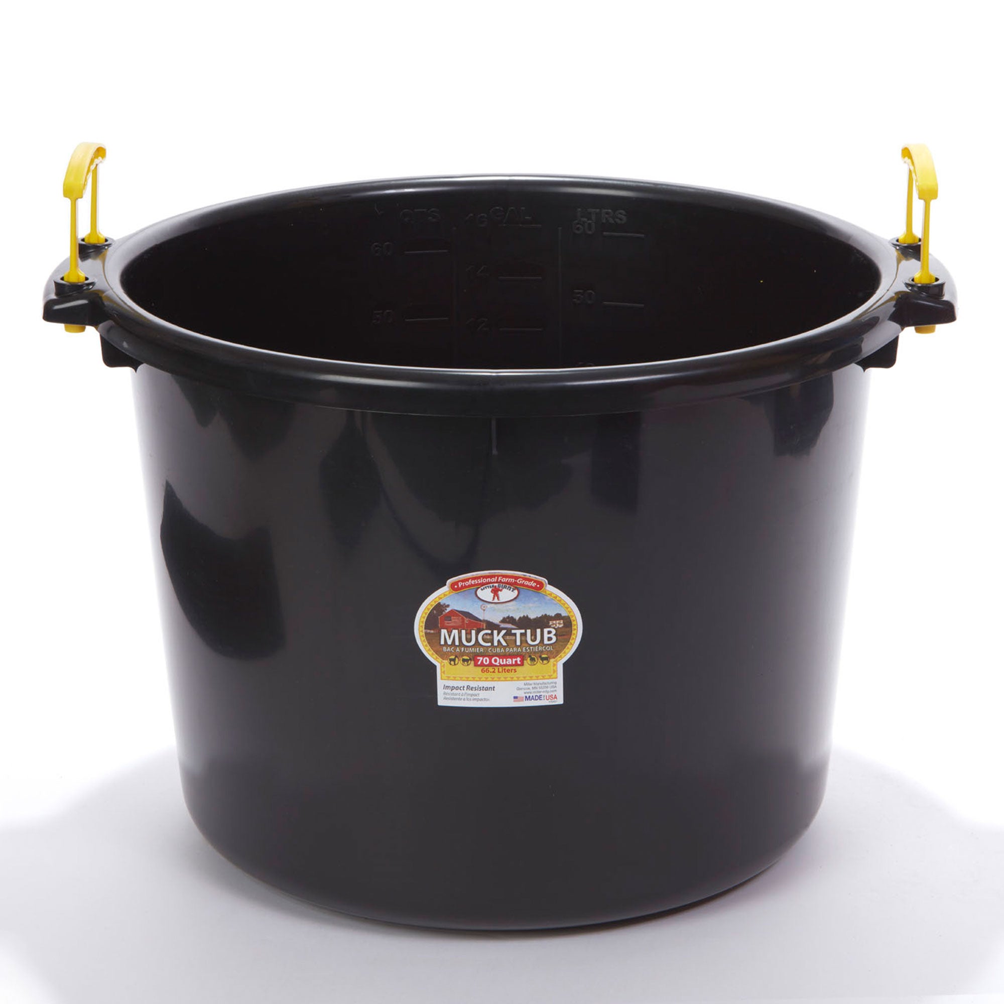 Little Giant 70 Quart Durable and Versatile Utility Muck Tub w/Handles, Black - VMInnovations