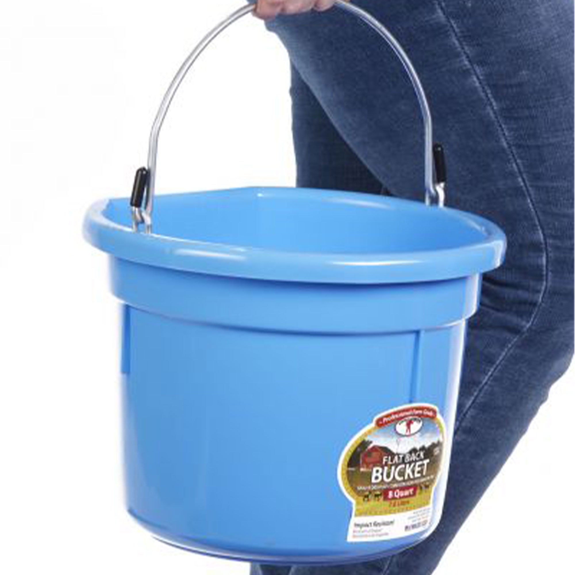 Little Giant Heavy Duty 8 Qt Flat Back Plastic Bucket Berry (Open Box) - VMInnovations