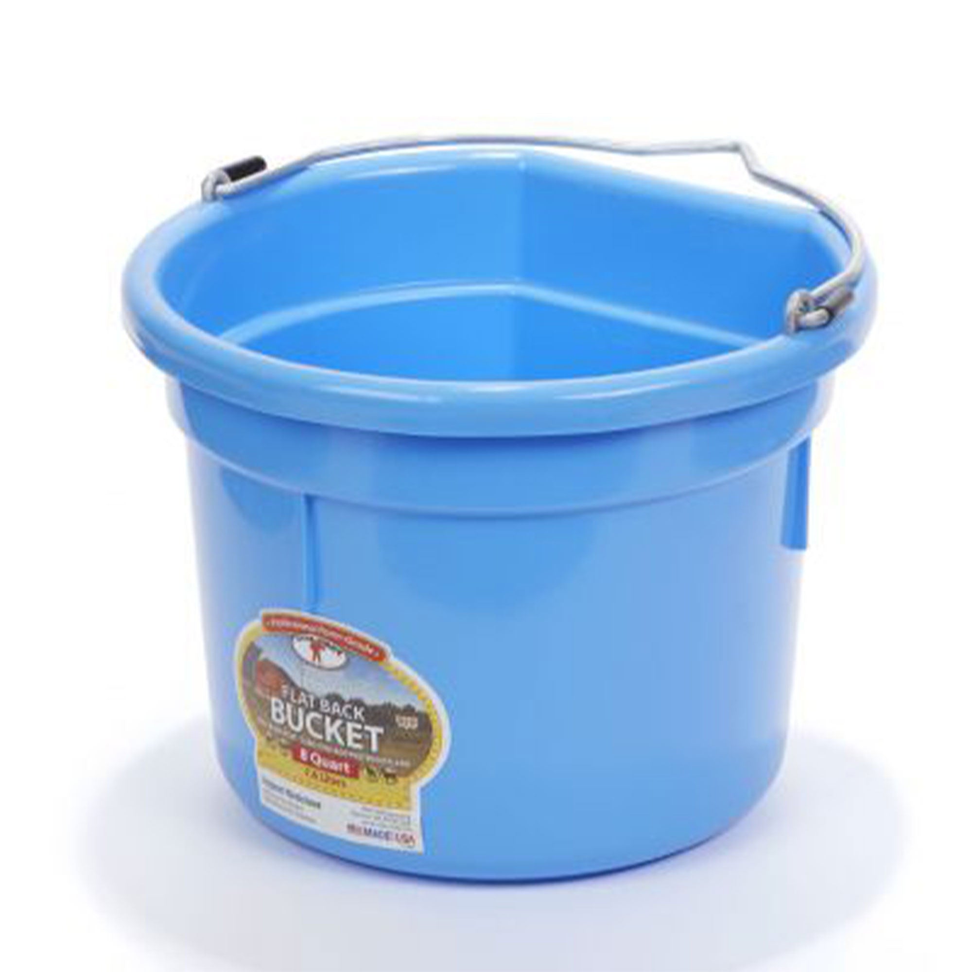 Little Giant Heavy Duty 8 Quart Flat Back Plastic Bucket w/ Metal Handle, Berry - VMInnovations