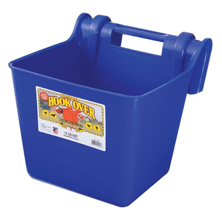 Little Giant 15 Quart Mountable Livestock & Pet Hook Over Bucket Feeder, Blue - VMInnovations