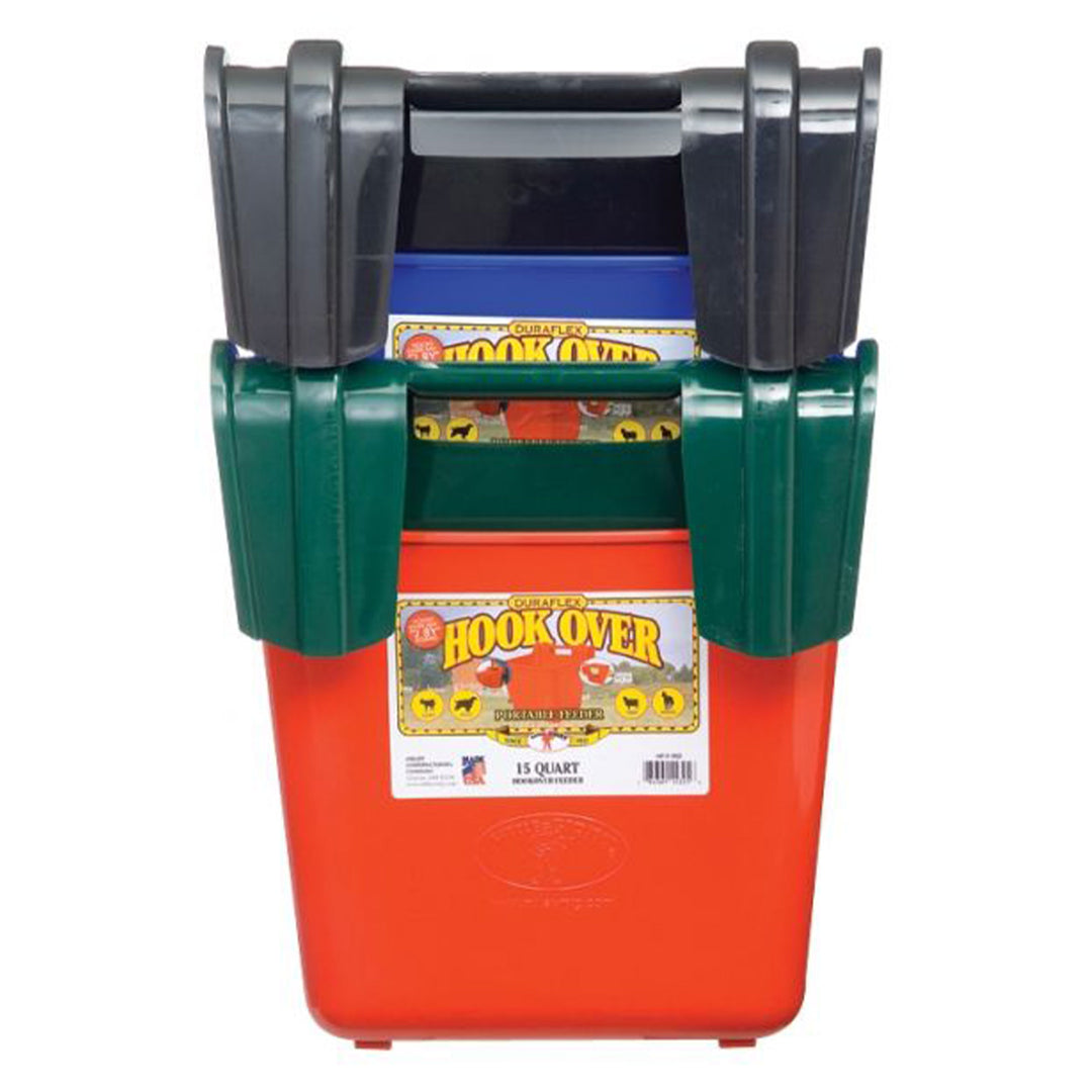 Little Giant 15 Quart Mountable Livestock & Pet Hook Over Bucket Feeder, Blue - VMInnovations