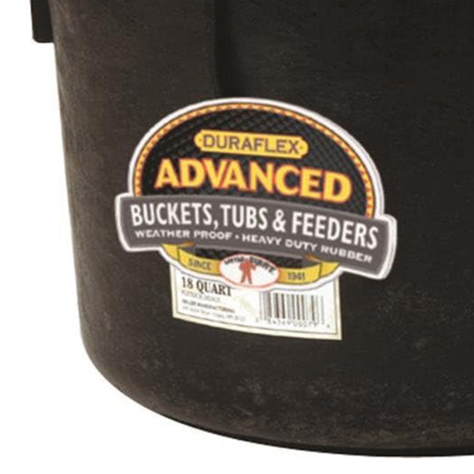 Little Giant Flat Rubber Bucket, 18 Qt Capacity Water Tub with Handle, Black - VMInnovations