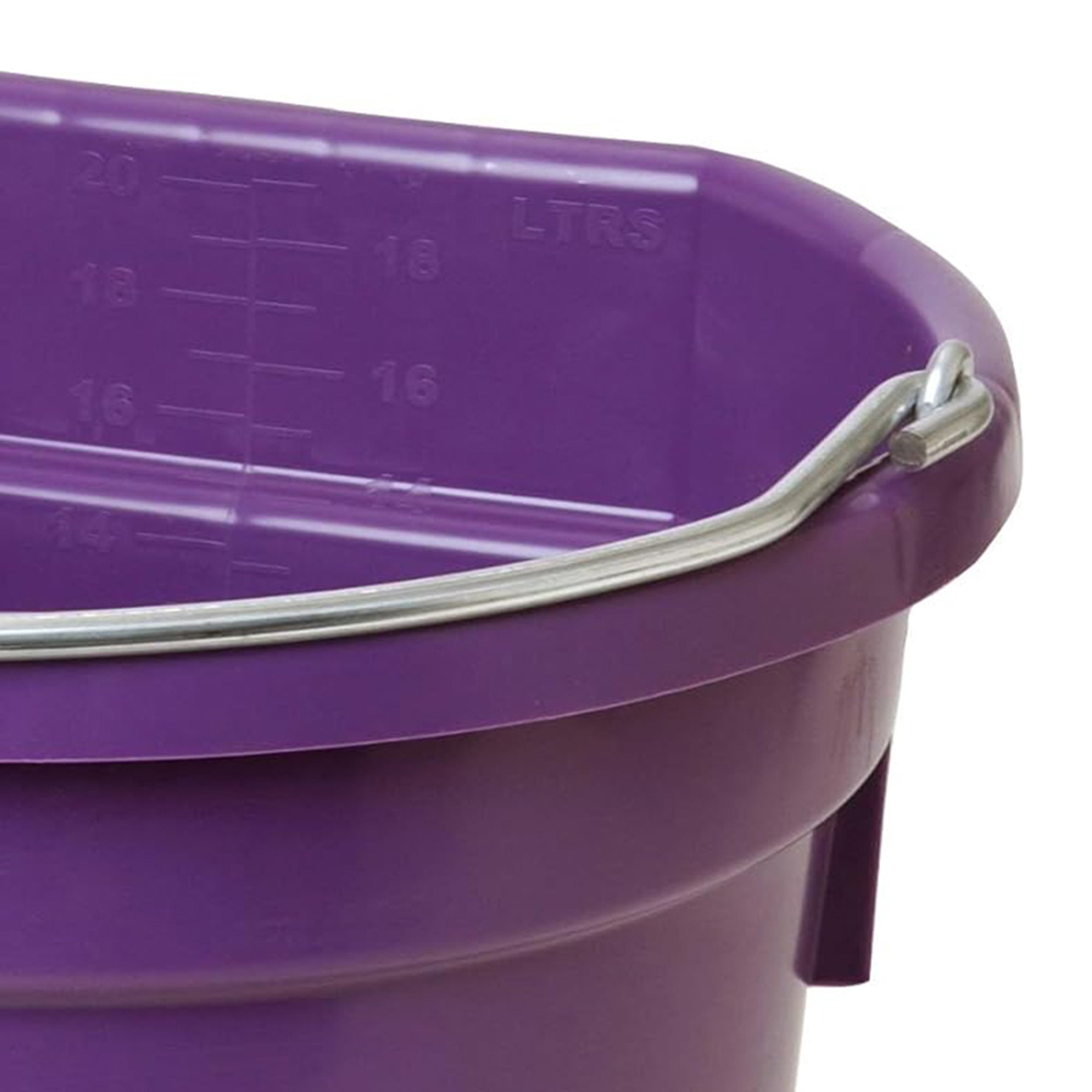 Little Giant Flat Back Plastic Animal Feed Bucket, Metal Handle, 20 Qt, Purple