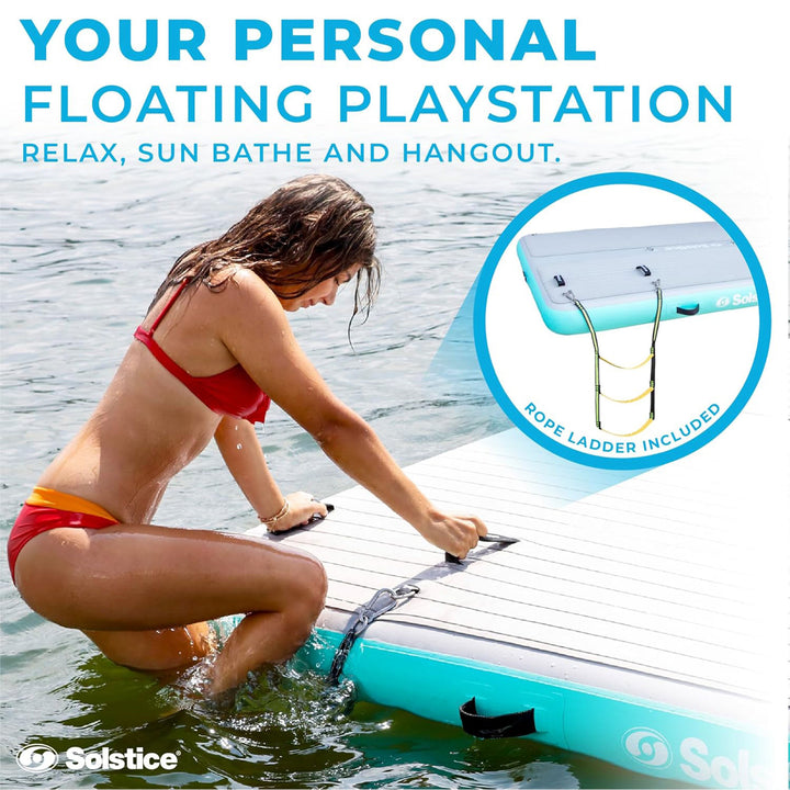 Solstice Original Inflatable LUXE Dock Platform 8' x 5' Floating Raft Water Mat - VMInnovations