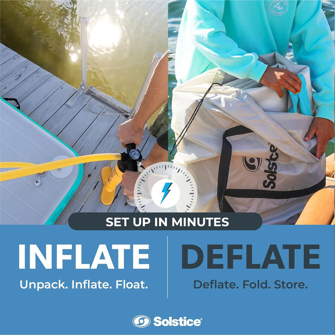 Solstice Original Inflatable LUXE Dock Platform 8' x 5' Floating Raft Water Mat - VMInnovations