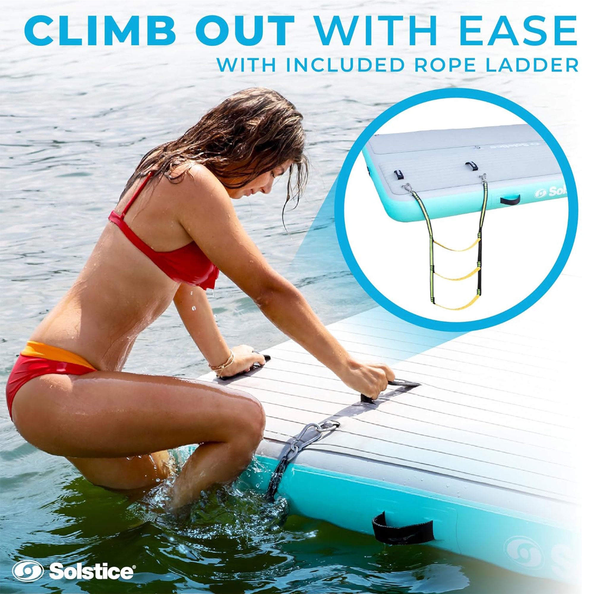 Solstice Original Inflatable LUXE Dock Platform 10' x 8' Floating Raft Water Mat - VMInnovations