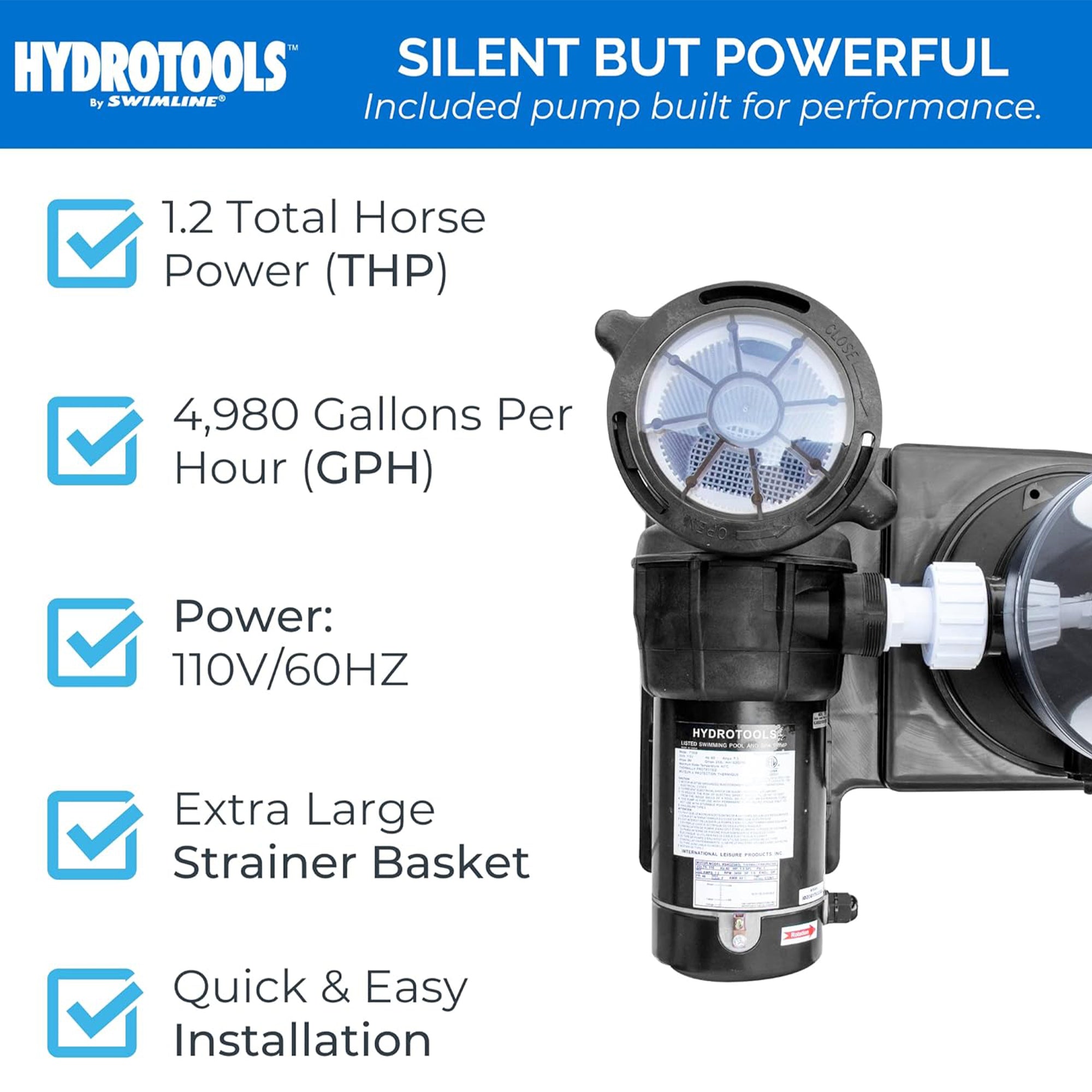 Swimline HYDROTOOLS 100 SqFt Cartridge Pool Filter System for Above Ground Pools - VMInnovations