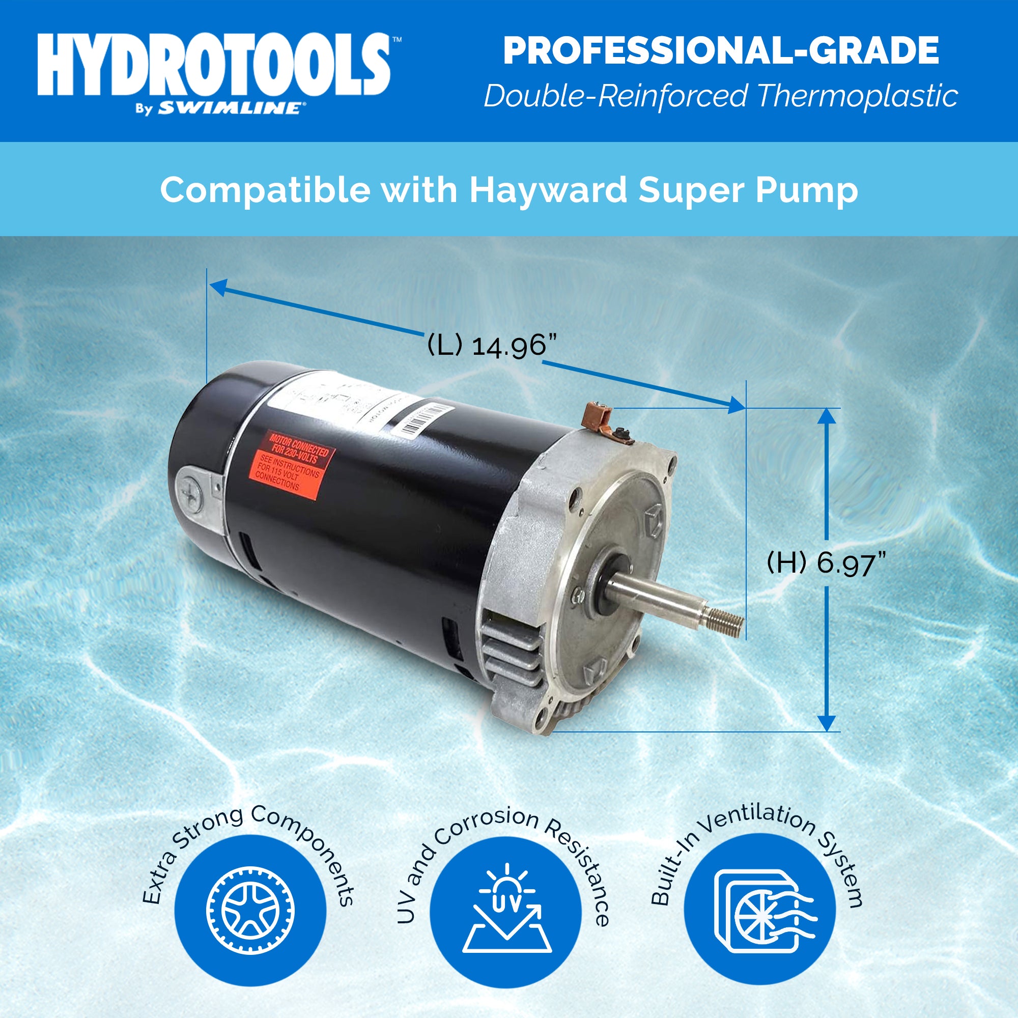 Swimline Hydrotools 75015 1.5 HP Replacement Pool Pump Motor for Inground Pumps - VMInnovations