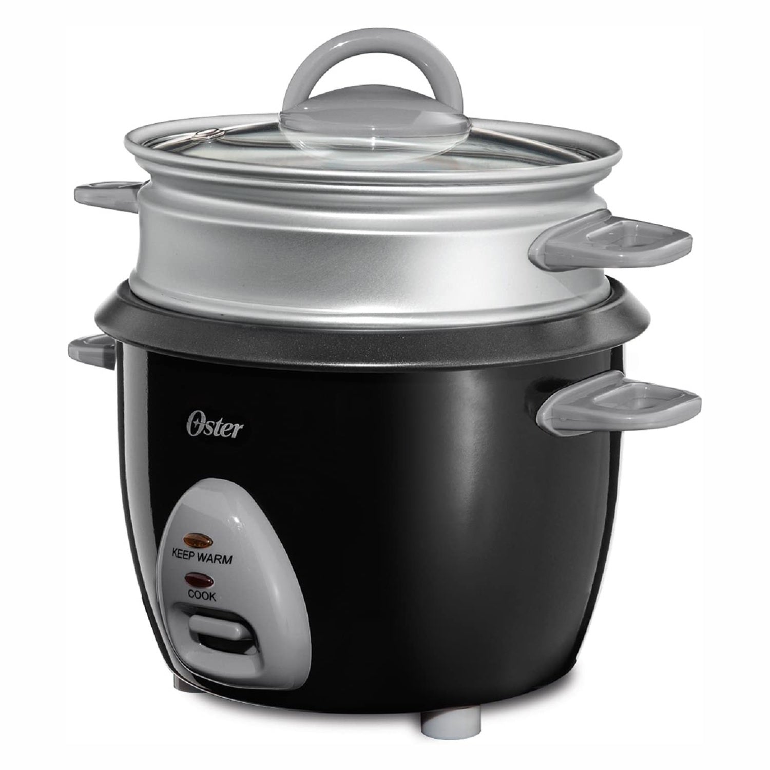 Oster Home Kitchen 6 Cup Non Stick Rice Cooker with Steam Tray, Black (Open Box)