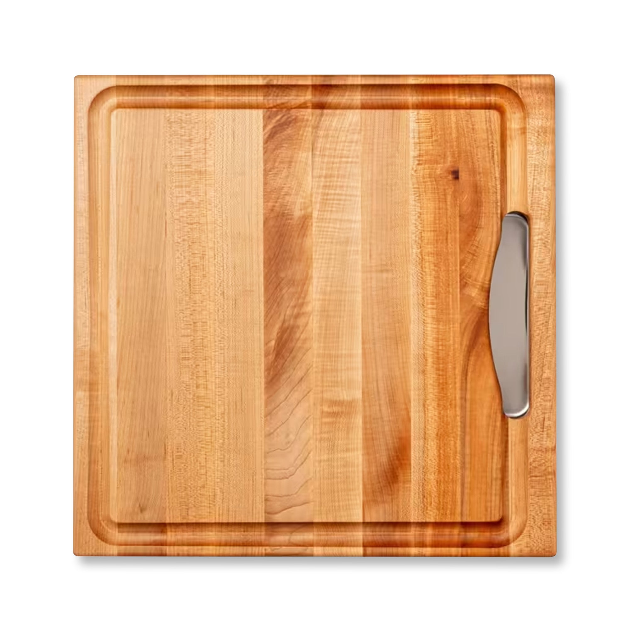 John Boos 18"x18" Reversible Wood Cutting Board with Juice Groove & Tray, Maple - VMInnovations