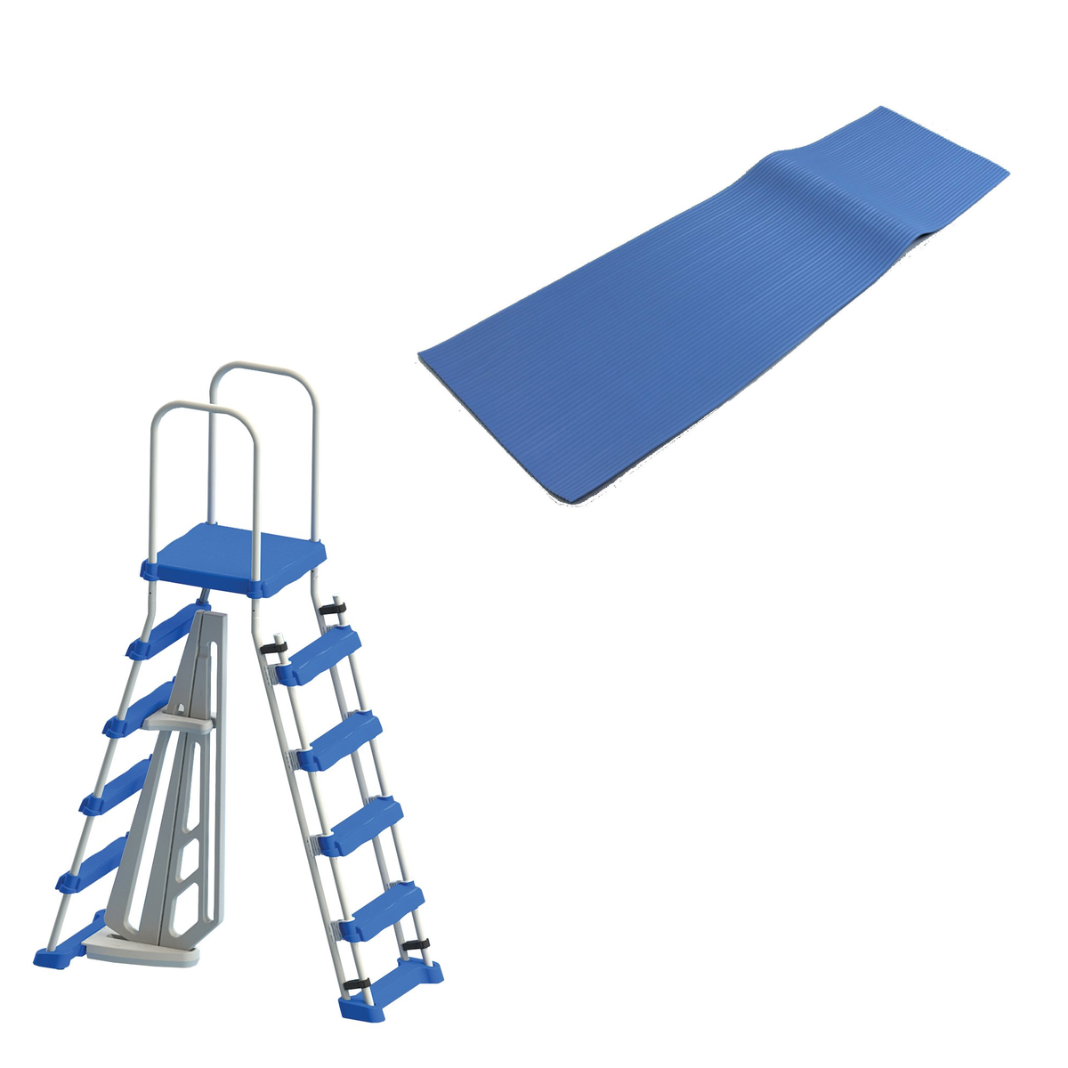 Swimline 48 Inch Pool Ladder with 9x36-Inch Vinyl Protective Pool Ladder Mat