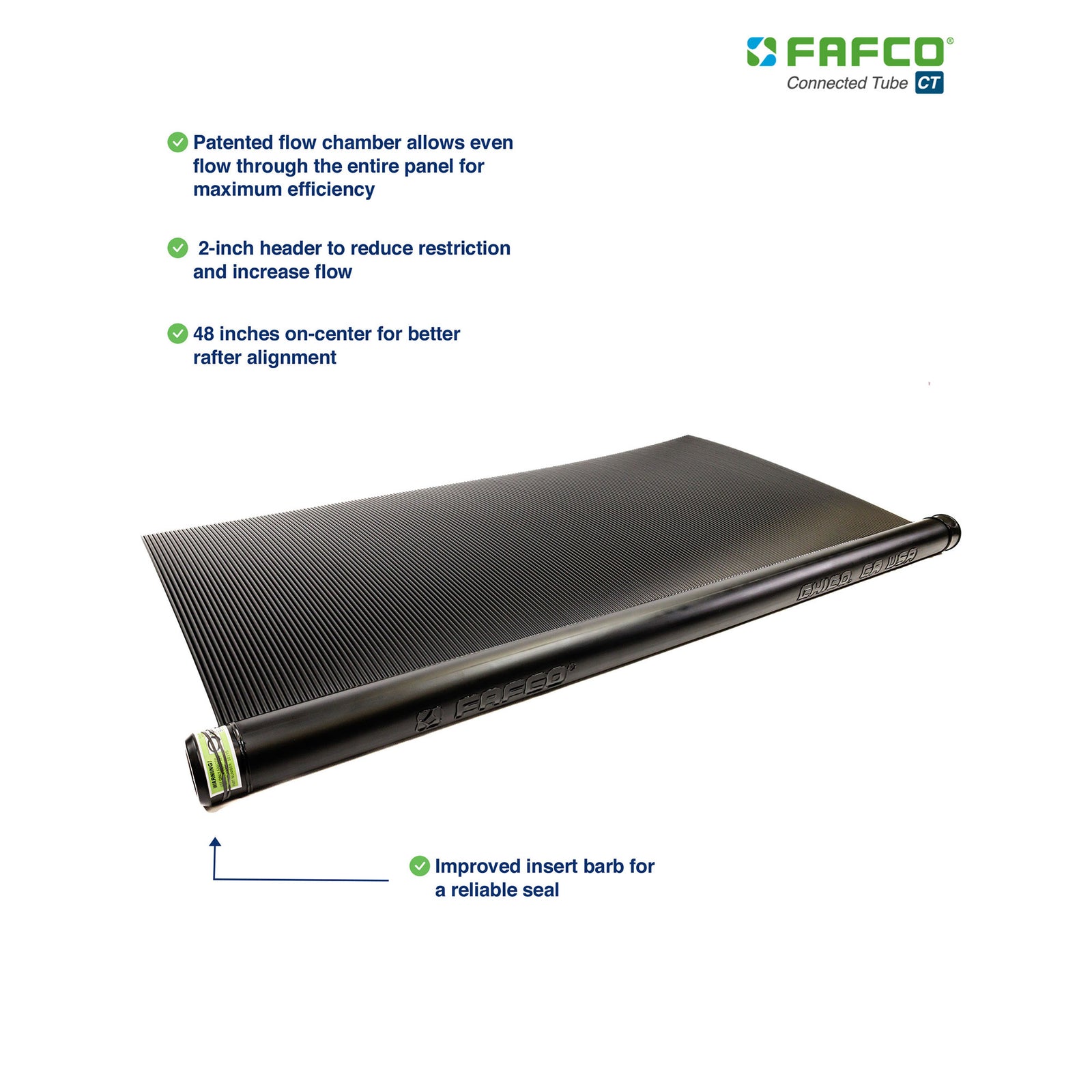 FAFCO Connected Tube 2ft x 12ft Solar Pool Heating Panel with Highest Efficiency - VMInnovations