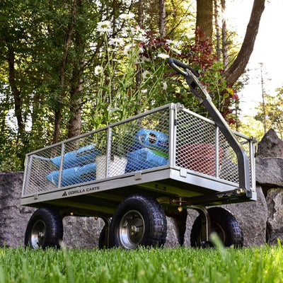 Gorilla Cart 1000 Pound Capacity Heavy Duty Steel Mesh Utility Wagon Cart, Gray