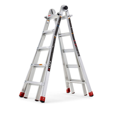 Lift Ladders 22 Foot Reach 5 in 1 Multi Position Aluminum Step Ladder, Silver