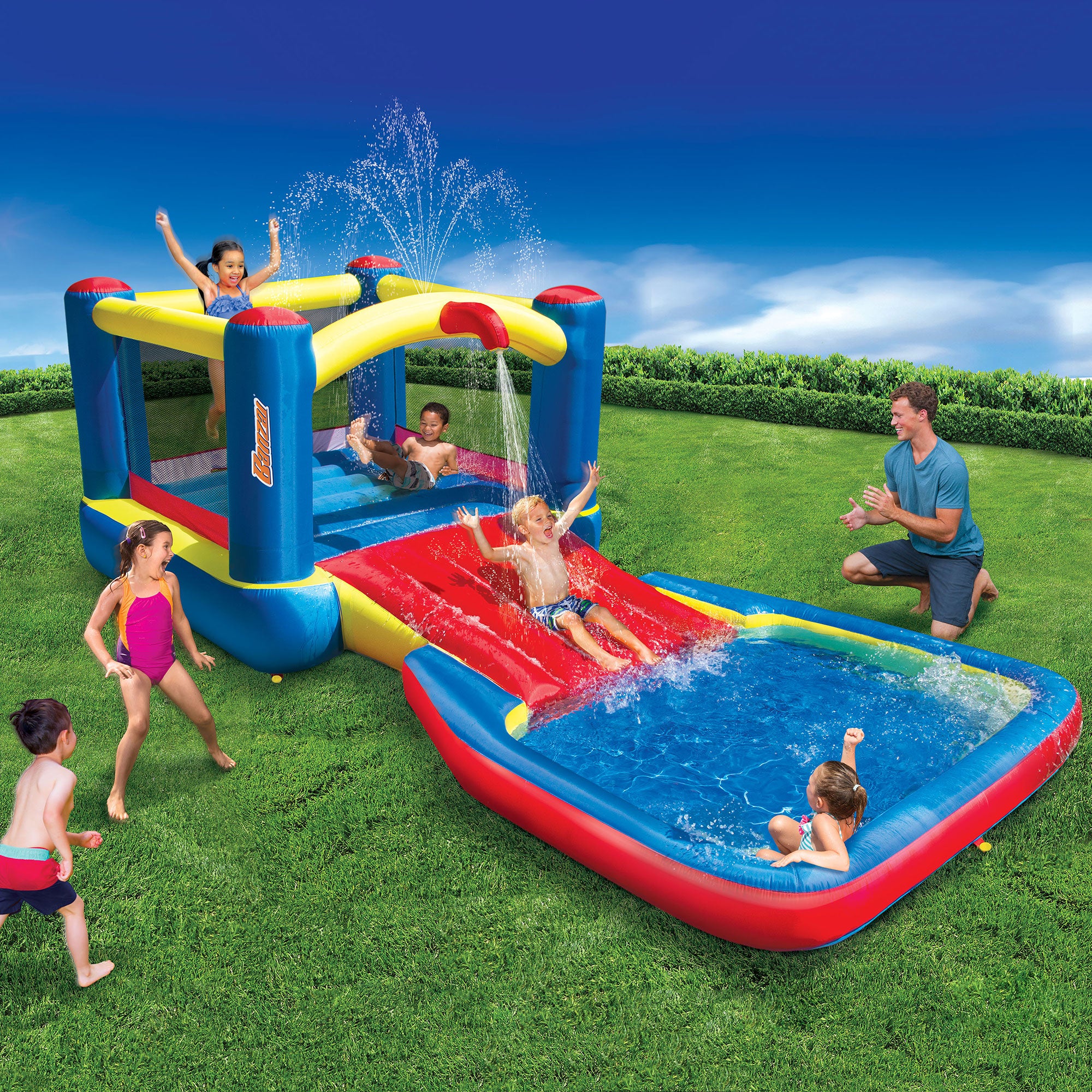 Banzai Toss Like A Boss Pong Lawn Game & Bounce N Splash Water Park Play Set - VMInnovations