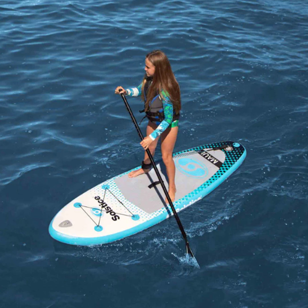 Solstice Maui 8-Foot Youth Stand Up Paddle Board Inflatable SUP Raft Set, Blue - VMInnovations