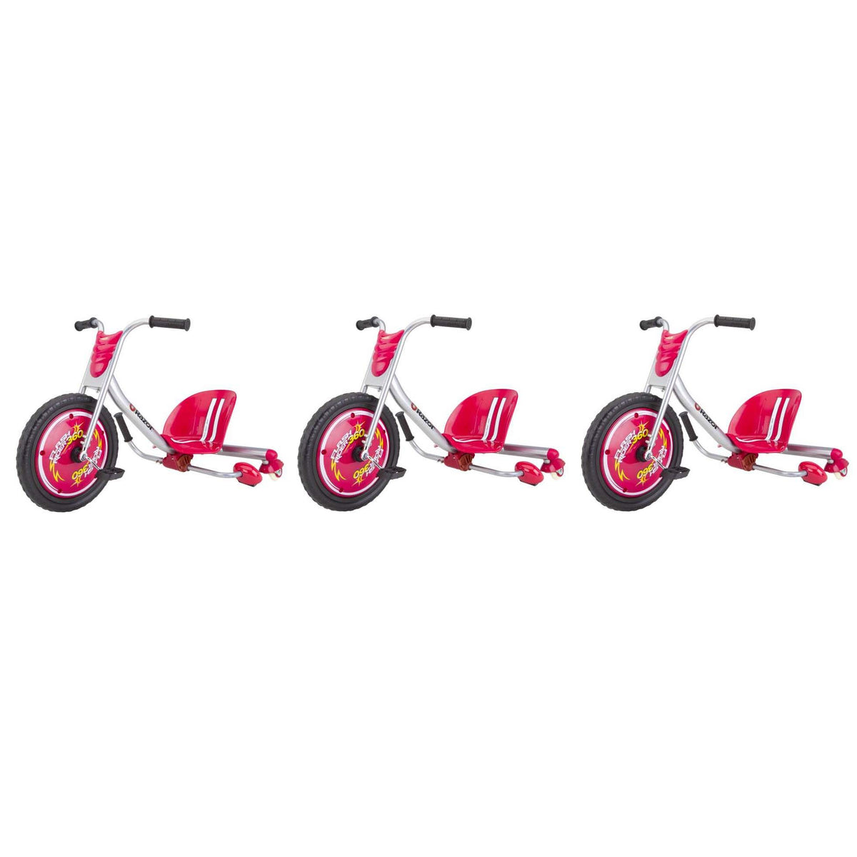 Razor Flash Rider 360 Drifting Trike Ride-On Tricycle, Red (3 Pack)