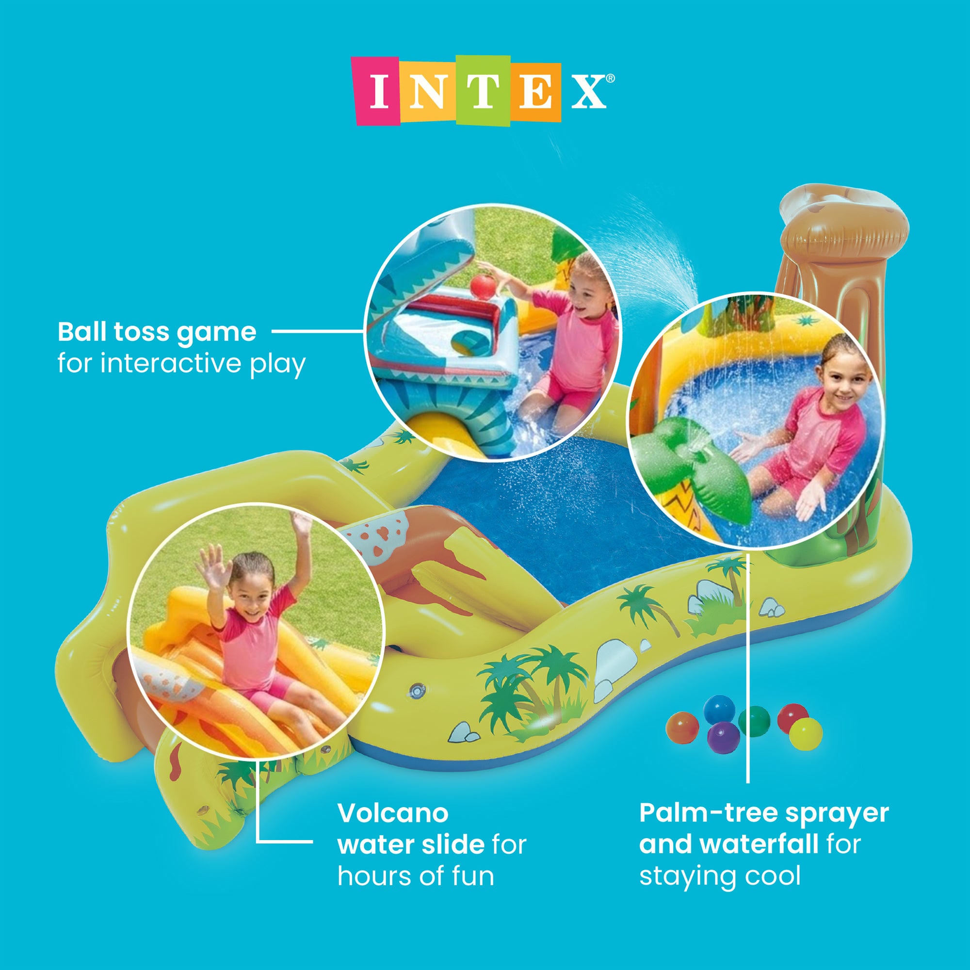 Intex Dinosaur Play Center Inflatable Kids Set & Swimming Pool (Open Box) - VMInnovations