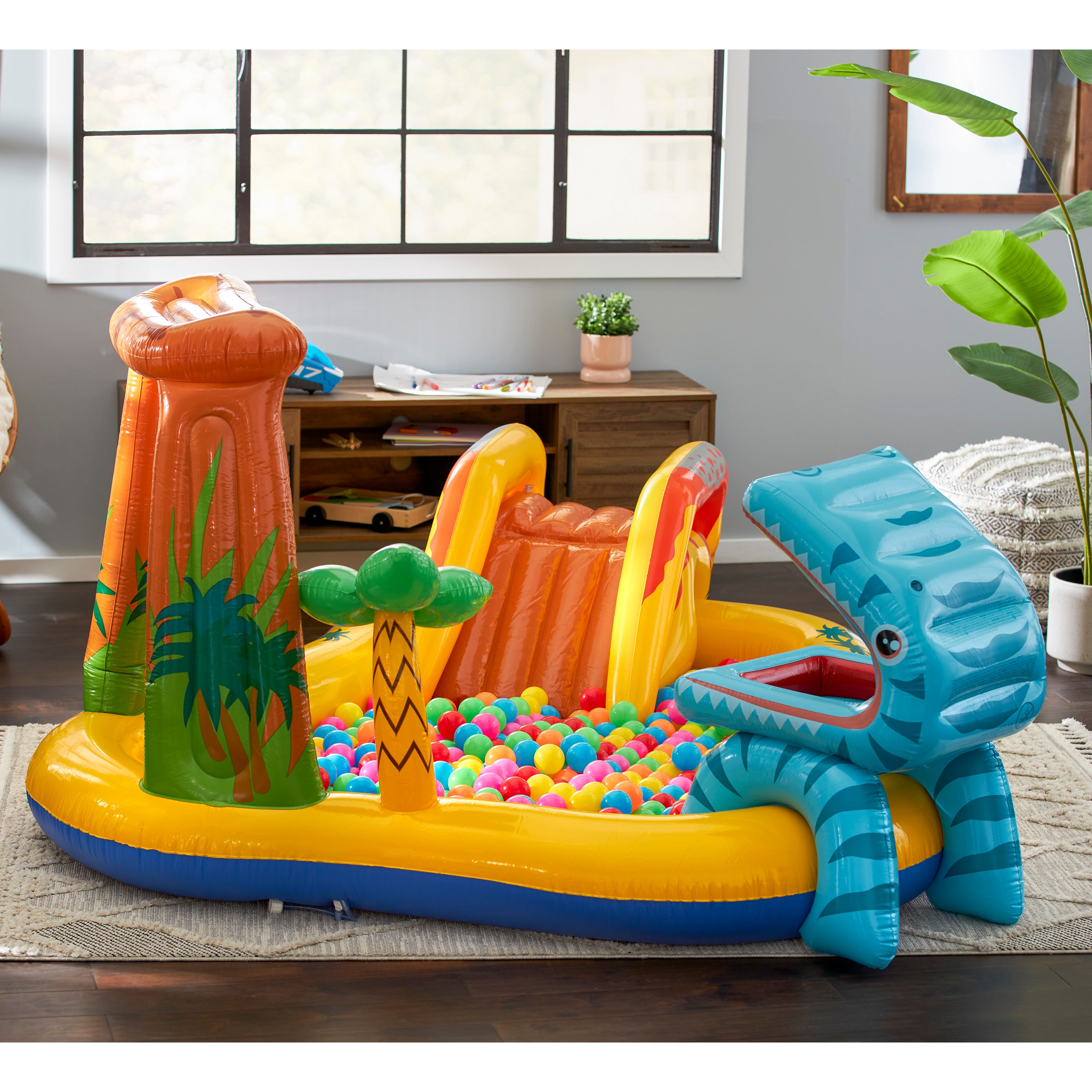 Intex Kids Inflatable 95 x 75 x 43 Inch Dinosaur Swimming Pool with Air Pump - VMInnovations