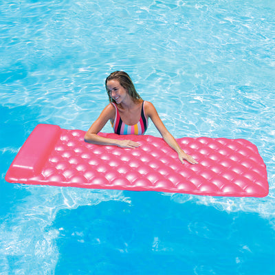 Kelsyus Laguna Lounger Foam Pool and Lake Water Mat with Oversized Pillow, Pink