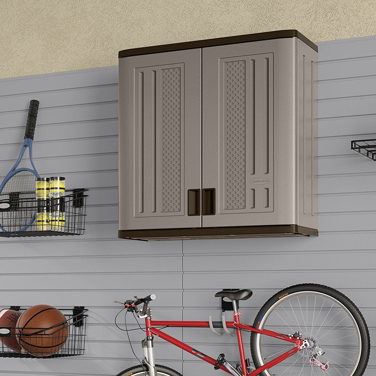 Suncast 4 Cubic Feet Resin Single Shelf Garage Wall Storage Cabinet (8 Pack)