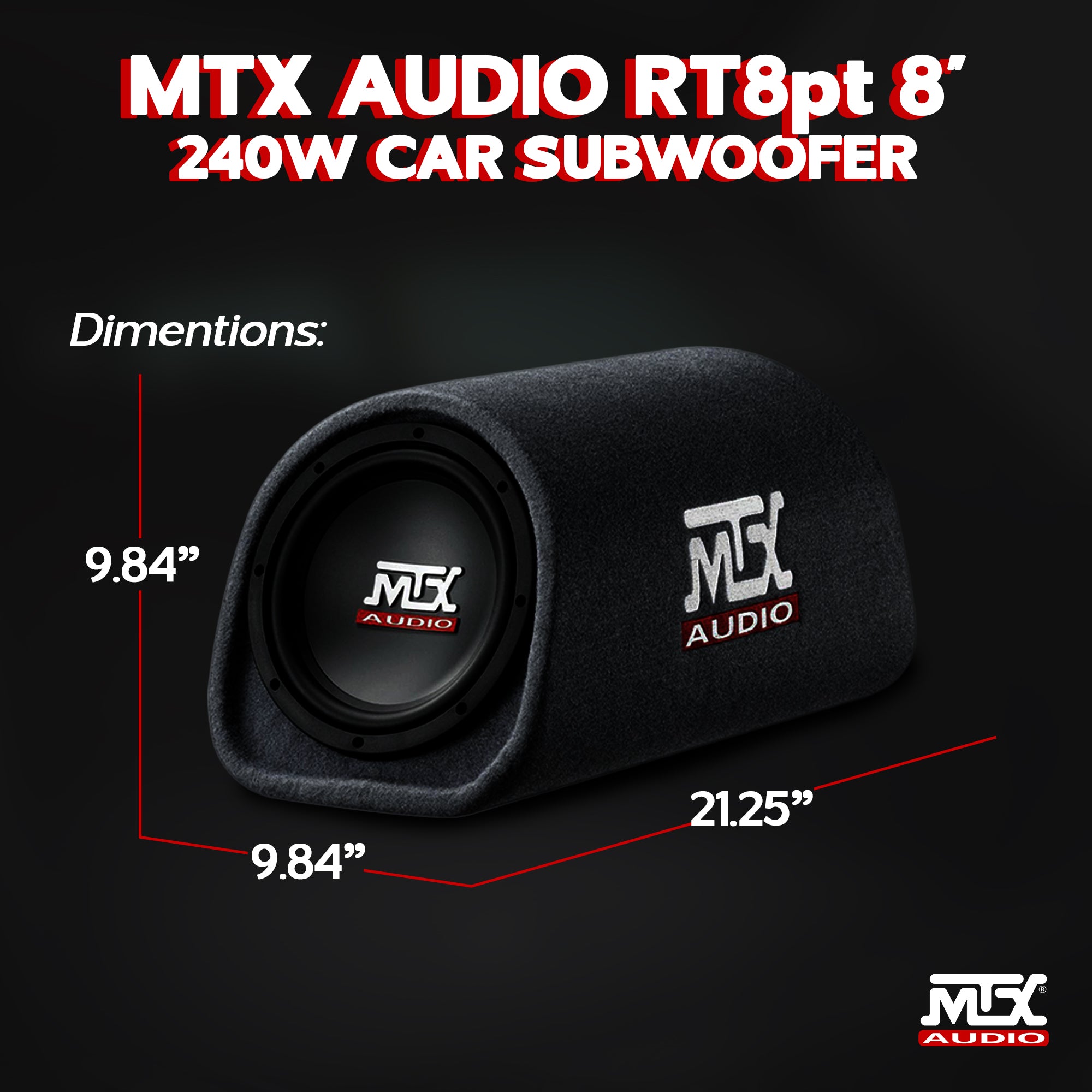 MTX Audio 8" 240W Car Loaded Subwoofer Enclosure Amplified Box, Vented (Used) - VMInnovations
